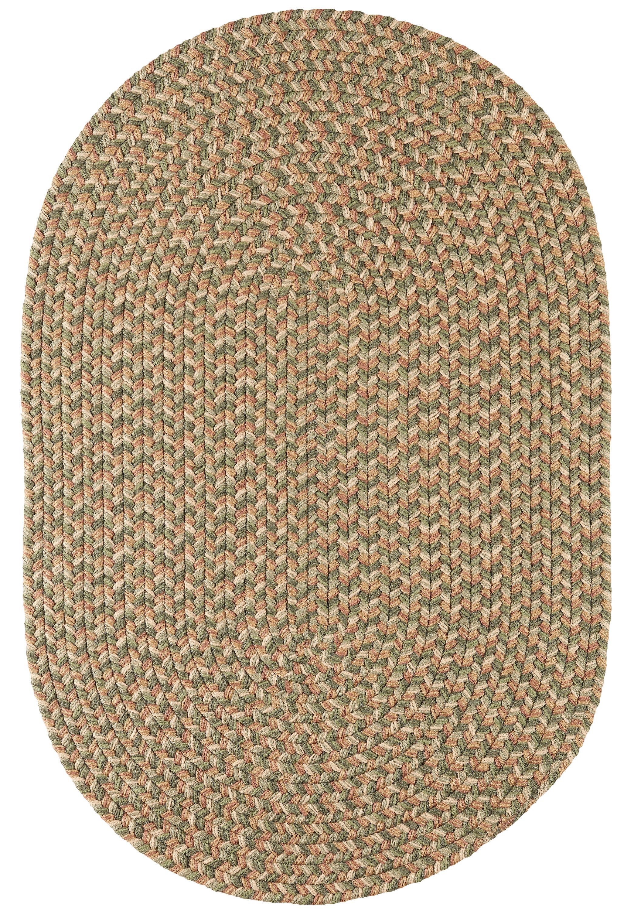 Rhody Rug CD66R060X096 5 x 8 (ft) Braided Polypropylene Basil Oval Indoor/Outdoor Geometric Area rug