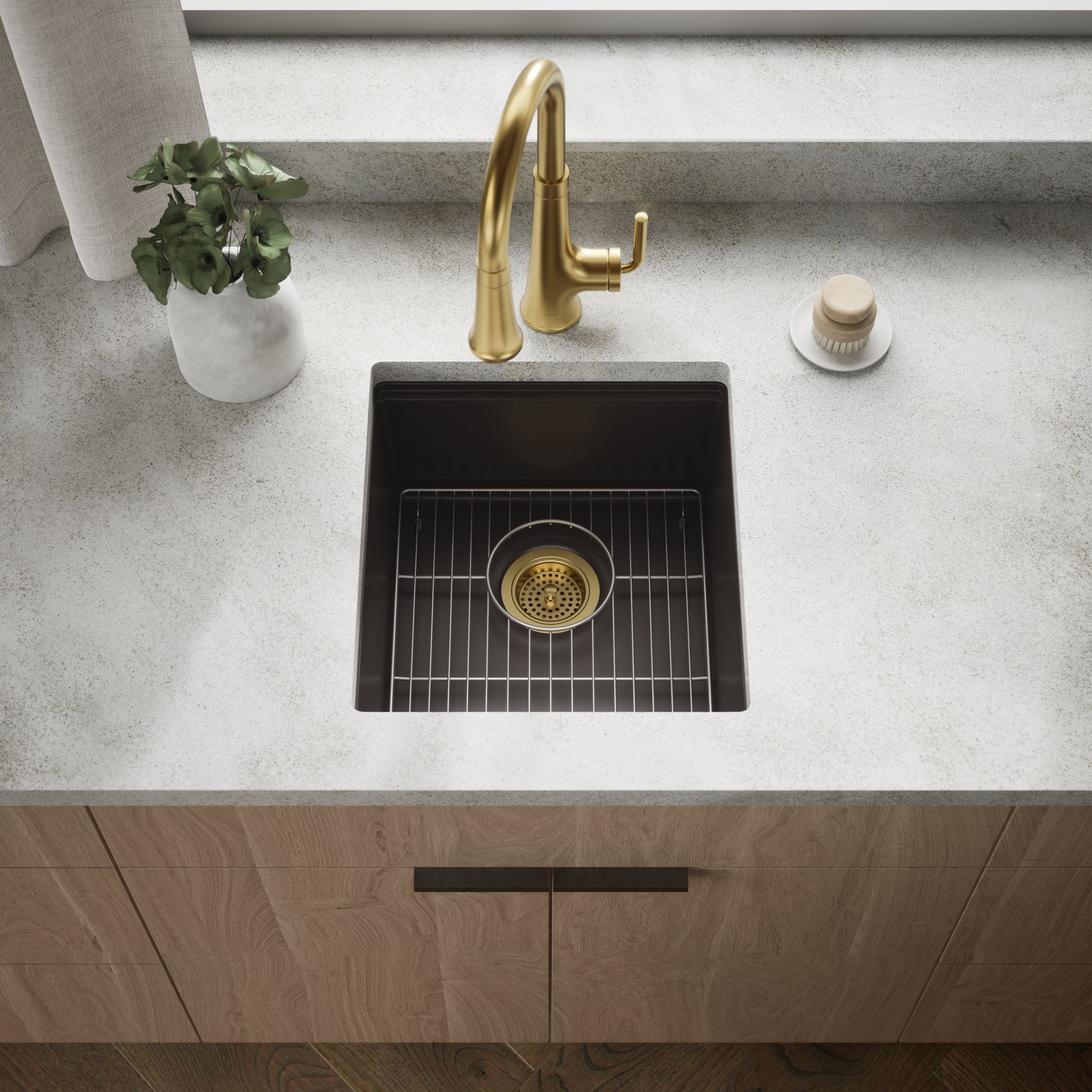 KOHLER - Billings 17.5-in L x 18.31-in W Composite Undermount Residential Bar Sink