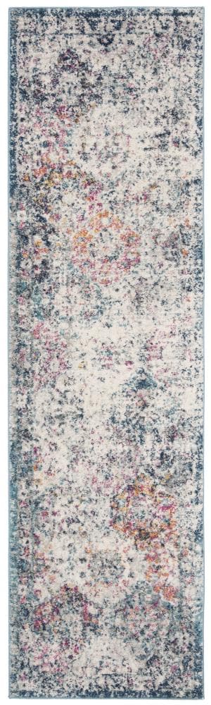 Safavieh MAD611N-220 Madison Lyton 2 x 20 (ft) Loomed Synthetic Navy/Teal Rectangular Indoor Distressed/Overdyed Vintage Runner rug