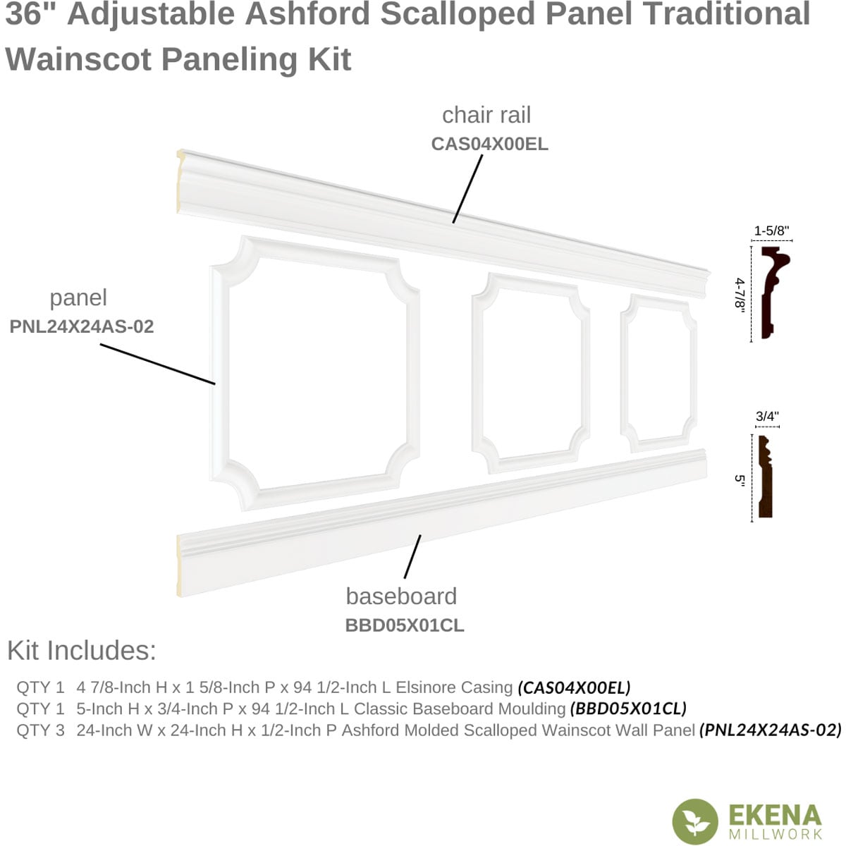 Ekena Millwork WPKUSC051P036 Wall-Panels - View #2