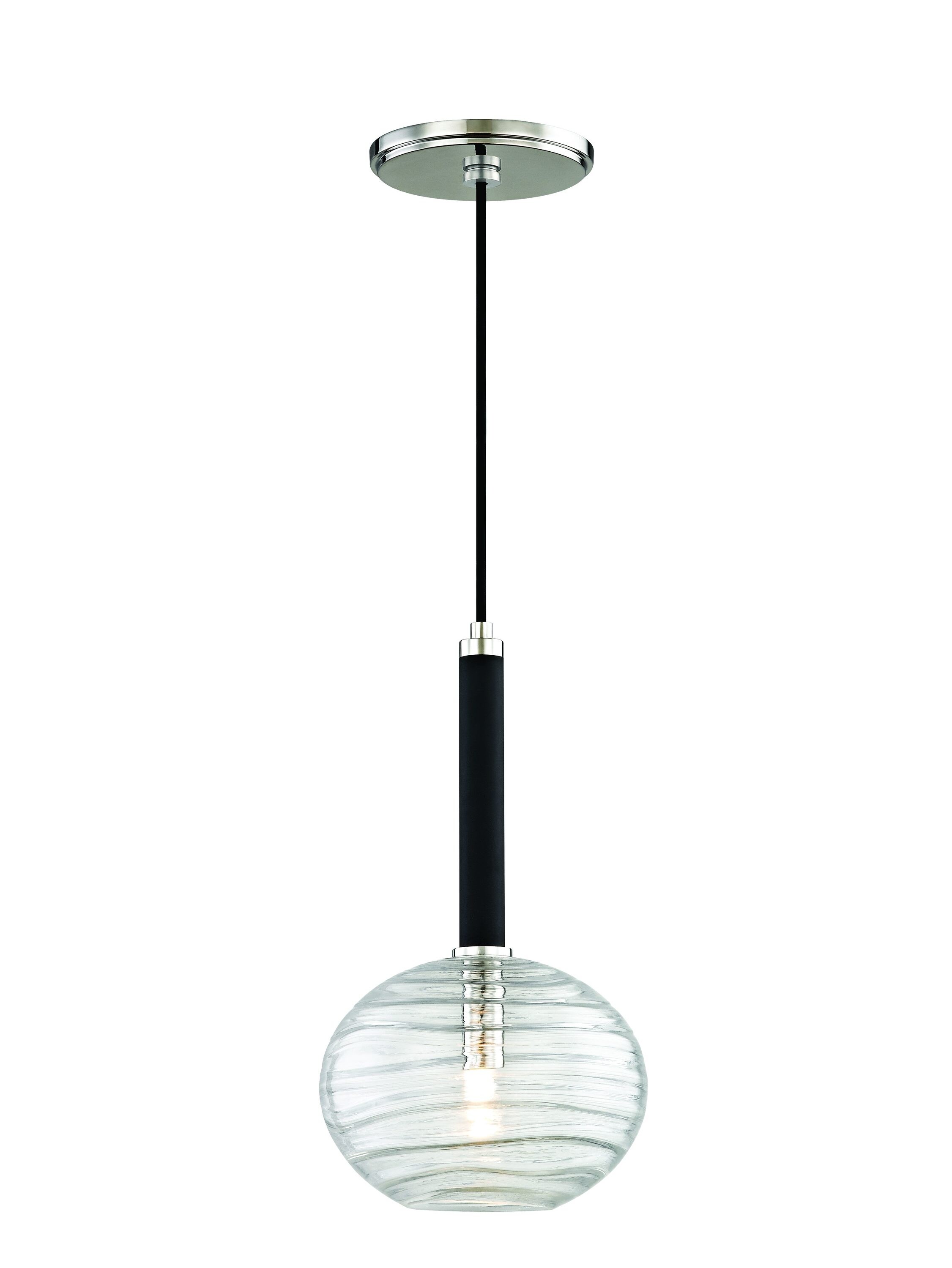 Fifth and Main W0142-PN Cornwall Polished Nickel Modern/contemporary Clear glass Geometric Mini Hanging Pendant light