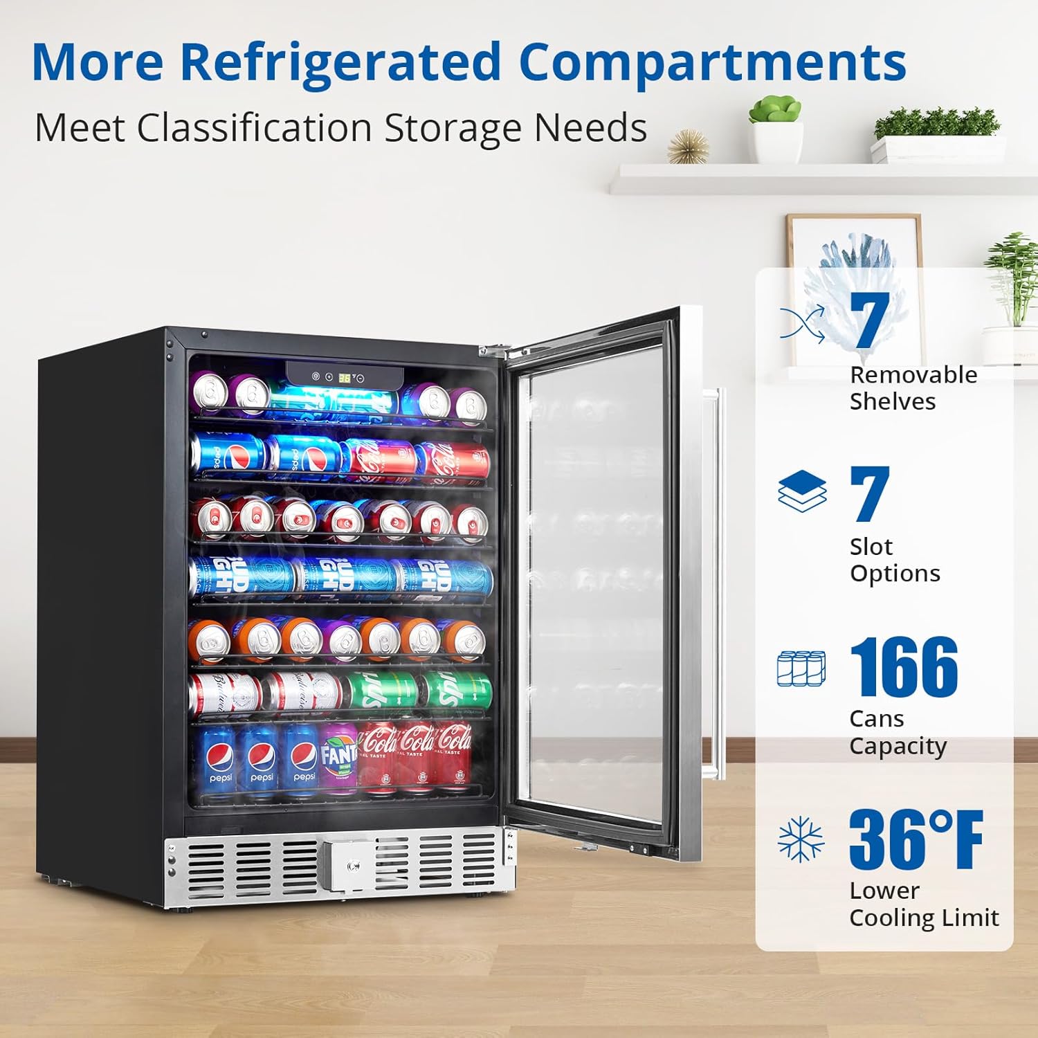 Garvee Beverage Refrigerator 5.1 Cu.ft Beverage Fridge 166 Cans Capacity Small Beverage Cooler with 36 60 DegreesF Adjustable Digital Temperature Control Compressor and Safety Lock Sansujyuku sansujyuku.com