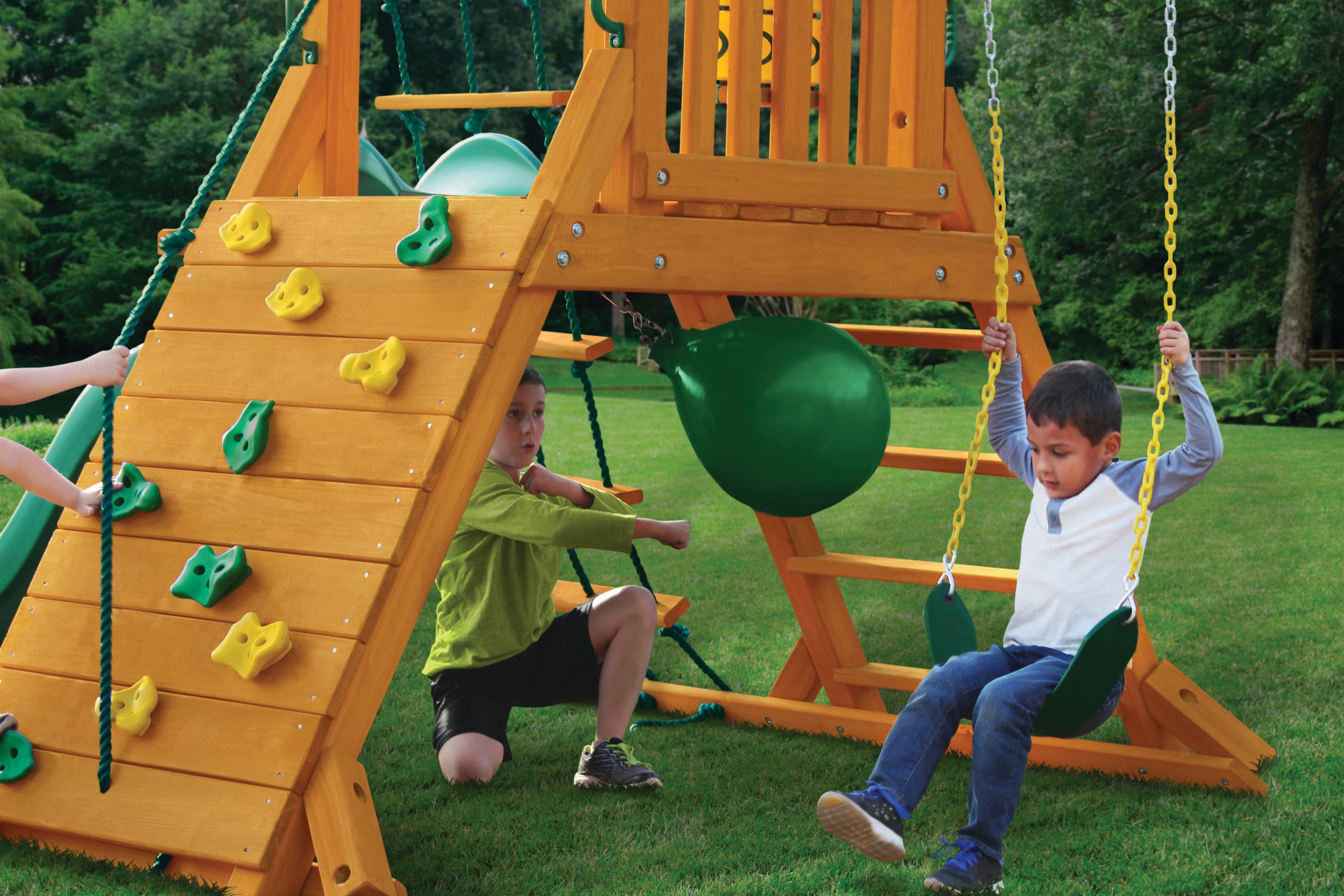 Gorilla Playsets Highpoint Residential Wood Playset with Slide in