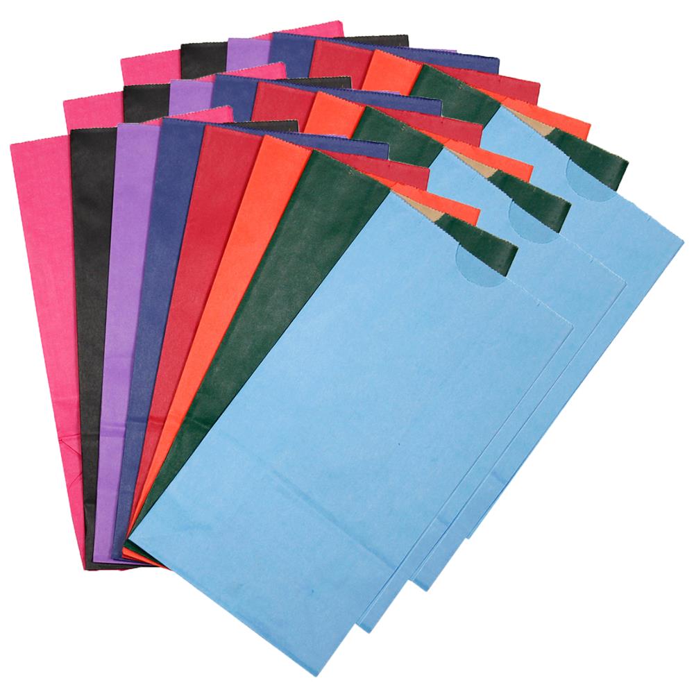 Hygloss HYG66288-3 Gusseted Flat Bottom Paper-Bag, Size #6, Bright Assorted Colors, 28 Per Pack, 3 Packs