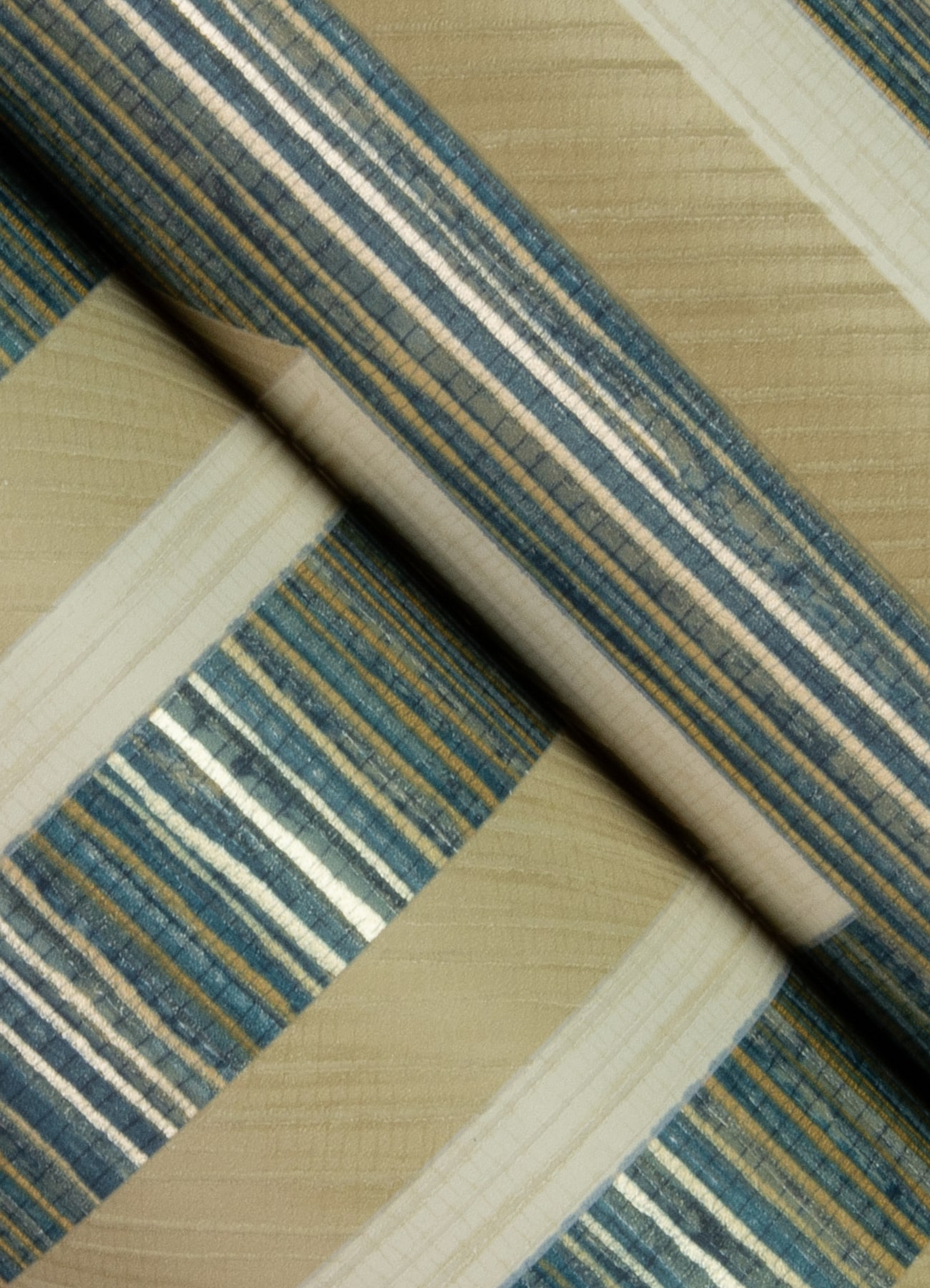 Teal and Beige Geometric Grasscloth Wallpaper Double Roll