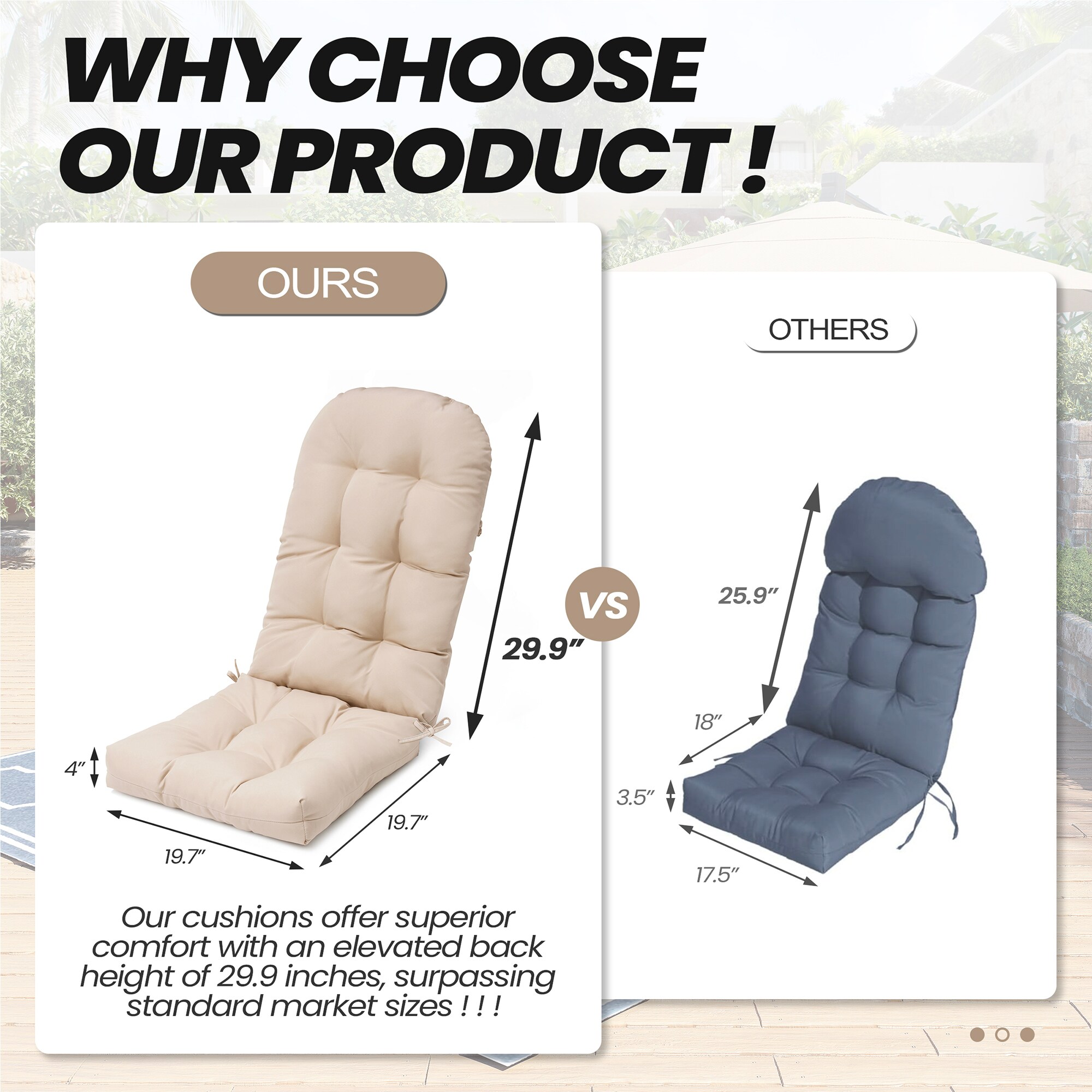 CloudFly CL-CU002BEI-2 Patio-Furniture-Cushions - View #12