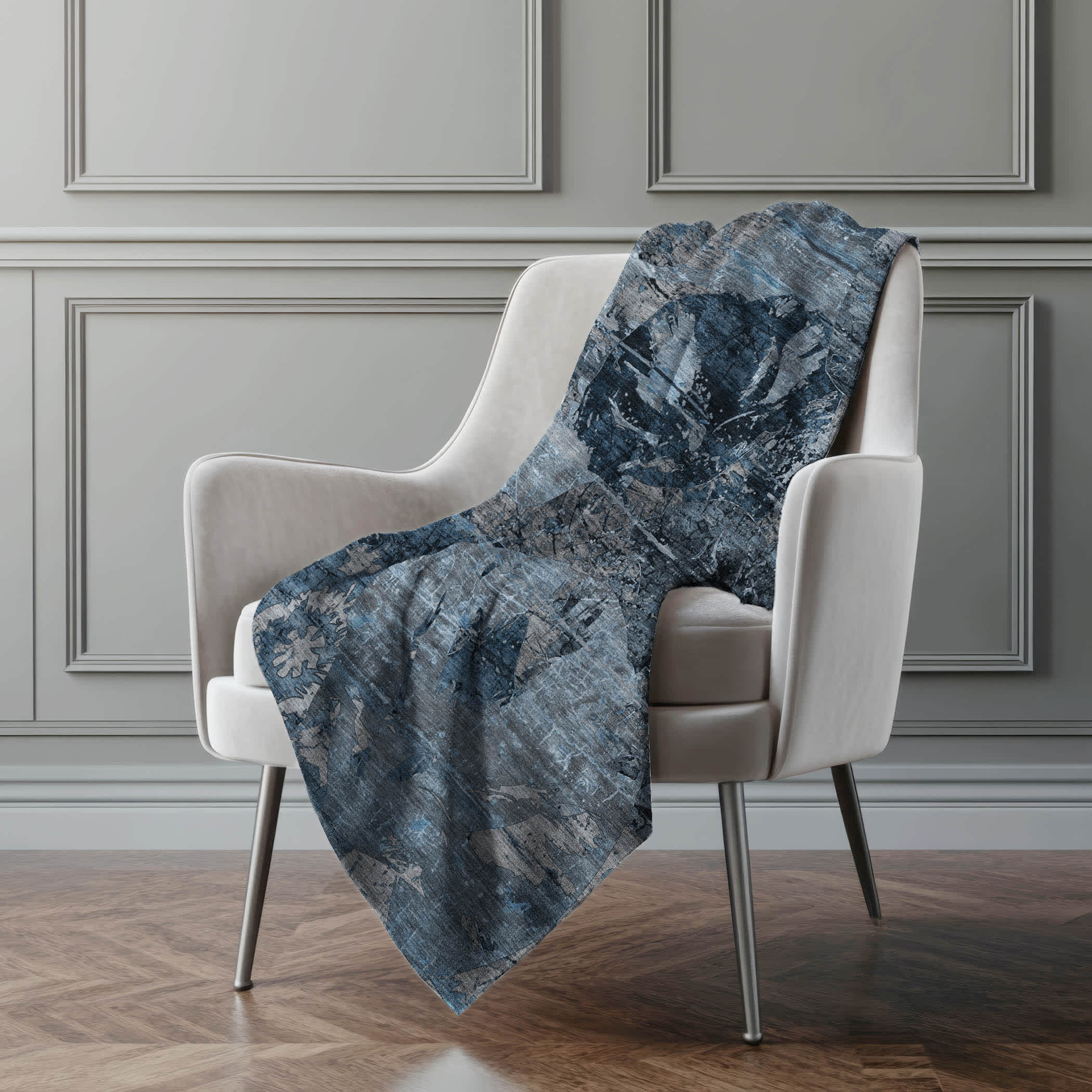 Premium Machine Washable Addison ASB555 Denim 50 x 70 inches Sherpa Throw Blanket
