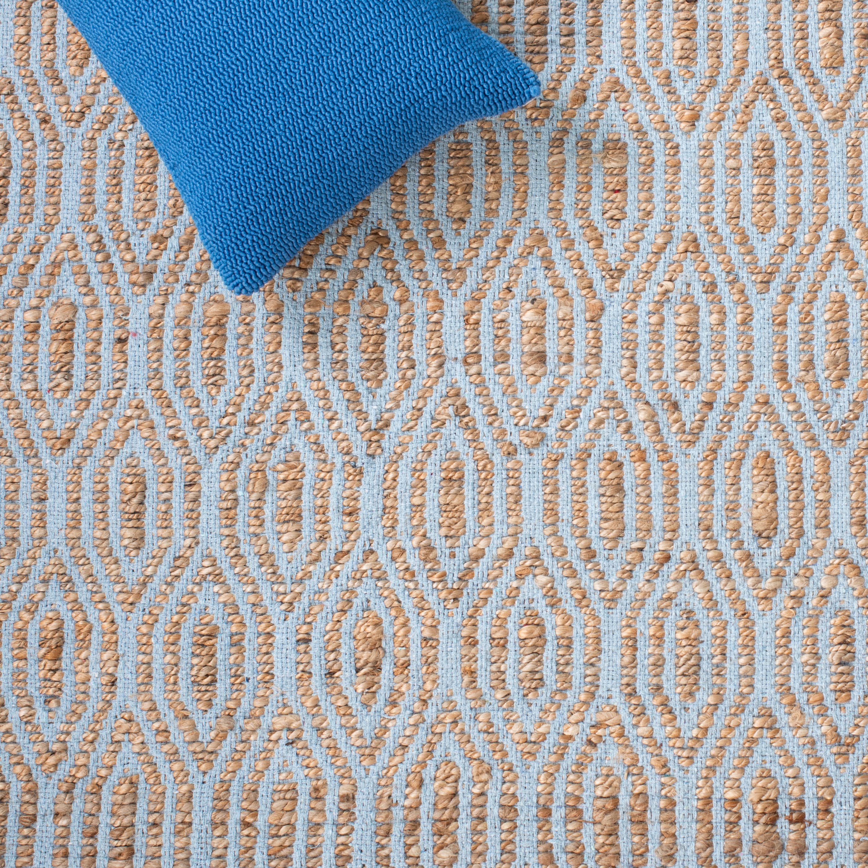 Silver and Natural Geometric Cotton Handmade 4' x 6' Rug