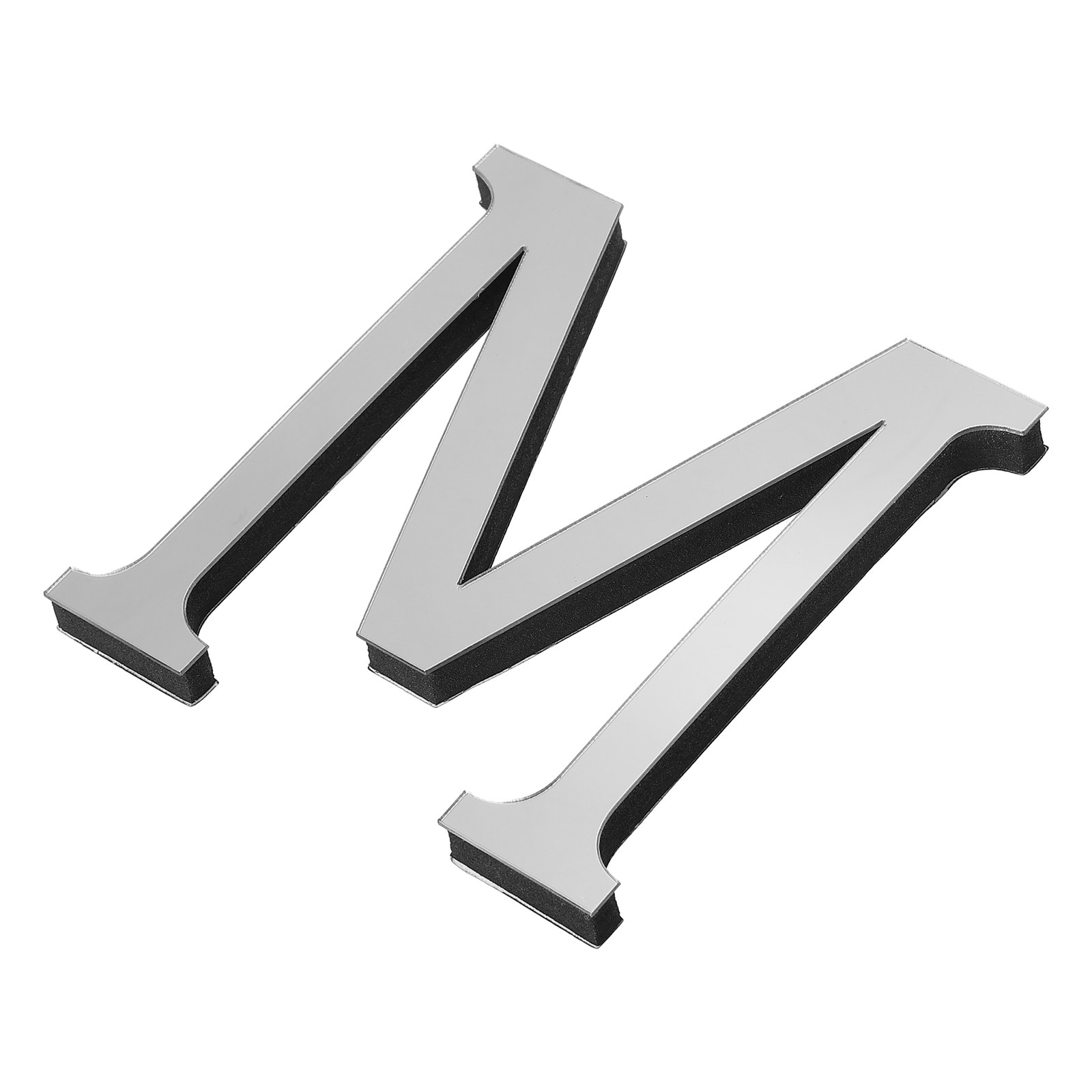 PATIKIL 3D Acrylic Alphabet Mirror Wall Stickers Letter M Self-Adhesive Home Decor Letter Sign Art Sticker Decal for DIY Home Decoration Silver Tone