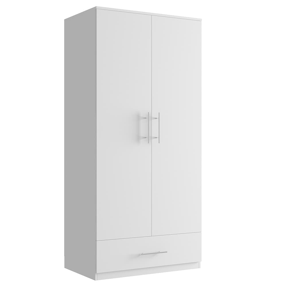 V-KF200167-04 2 Door Wooden Armoire Wardrobe Closet with Drawer Wardrobe Cabinet