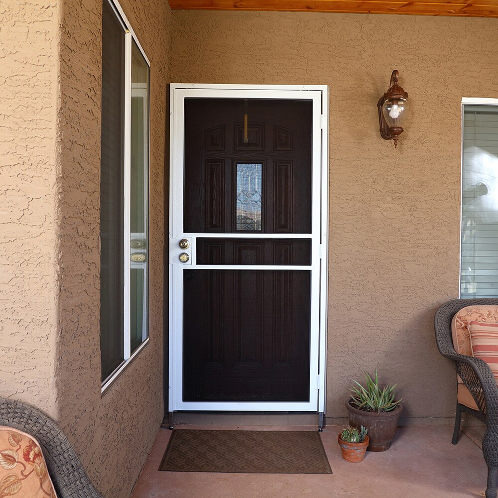 RELIABILT Pasadena 36-in x 81-in Black Steel Surface Mount Universal/Reversible Security Door with Black Screen
