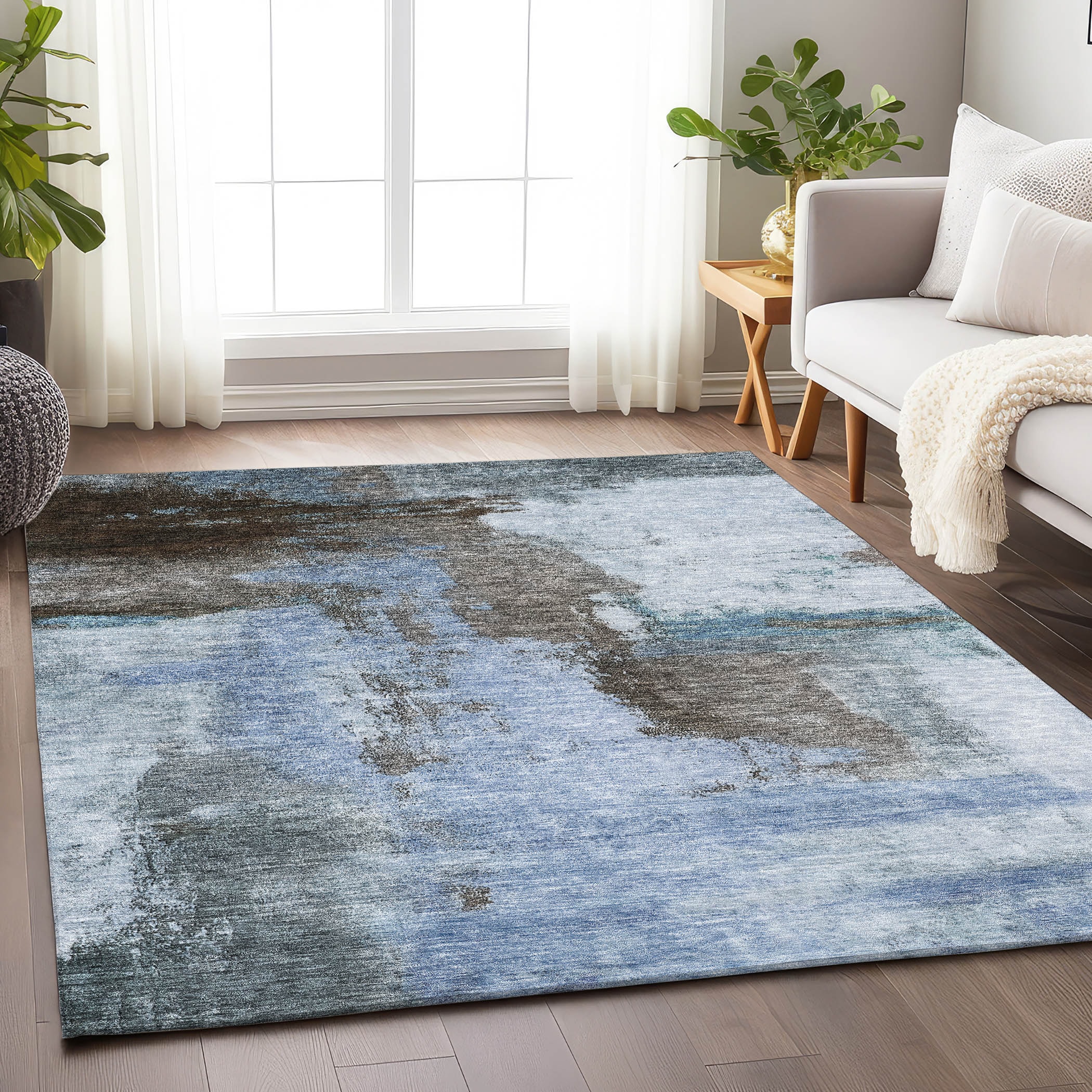 Addison Rugs ACN1068BU8X10 Chantille ACN1068BU 8 x 10 (ft) Polyester Blue Rectangular Indoor/Outdoor Geometric Machine washable Area rug