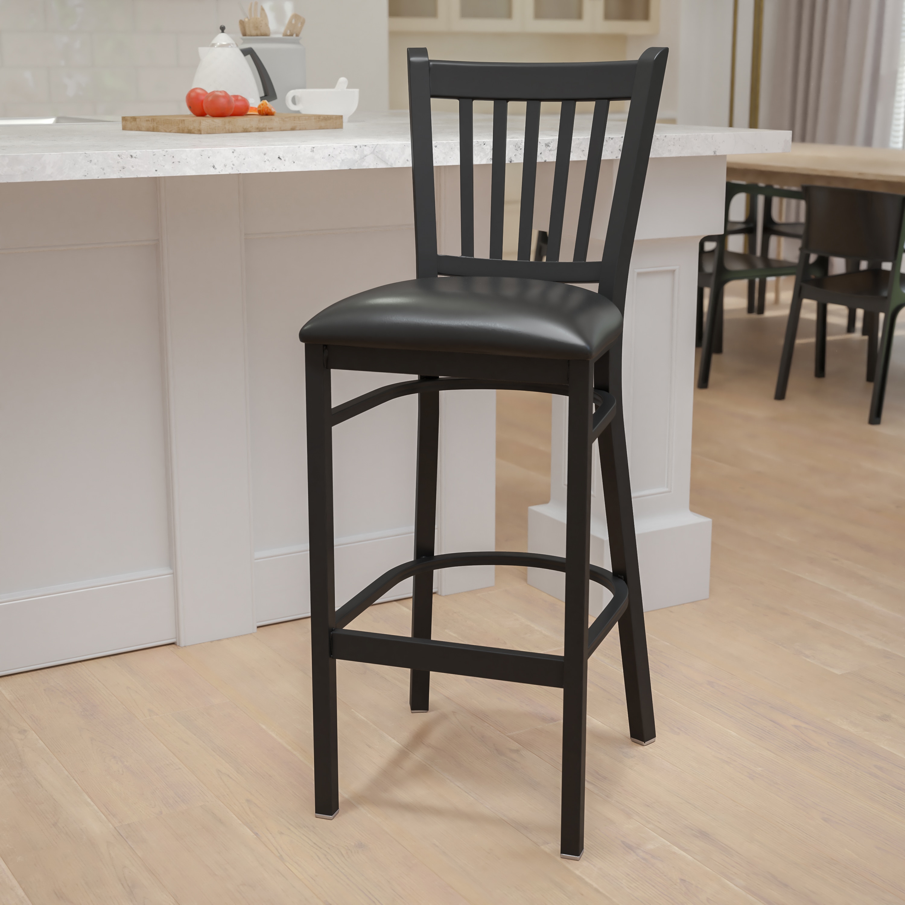 Hercules Series Chic Black Metal Barstool with Vinyl Seat