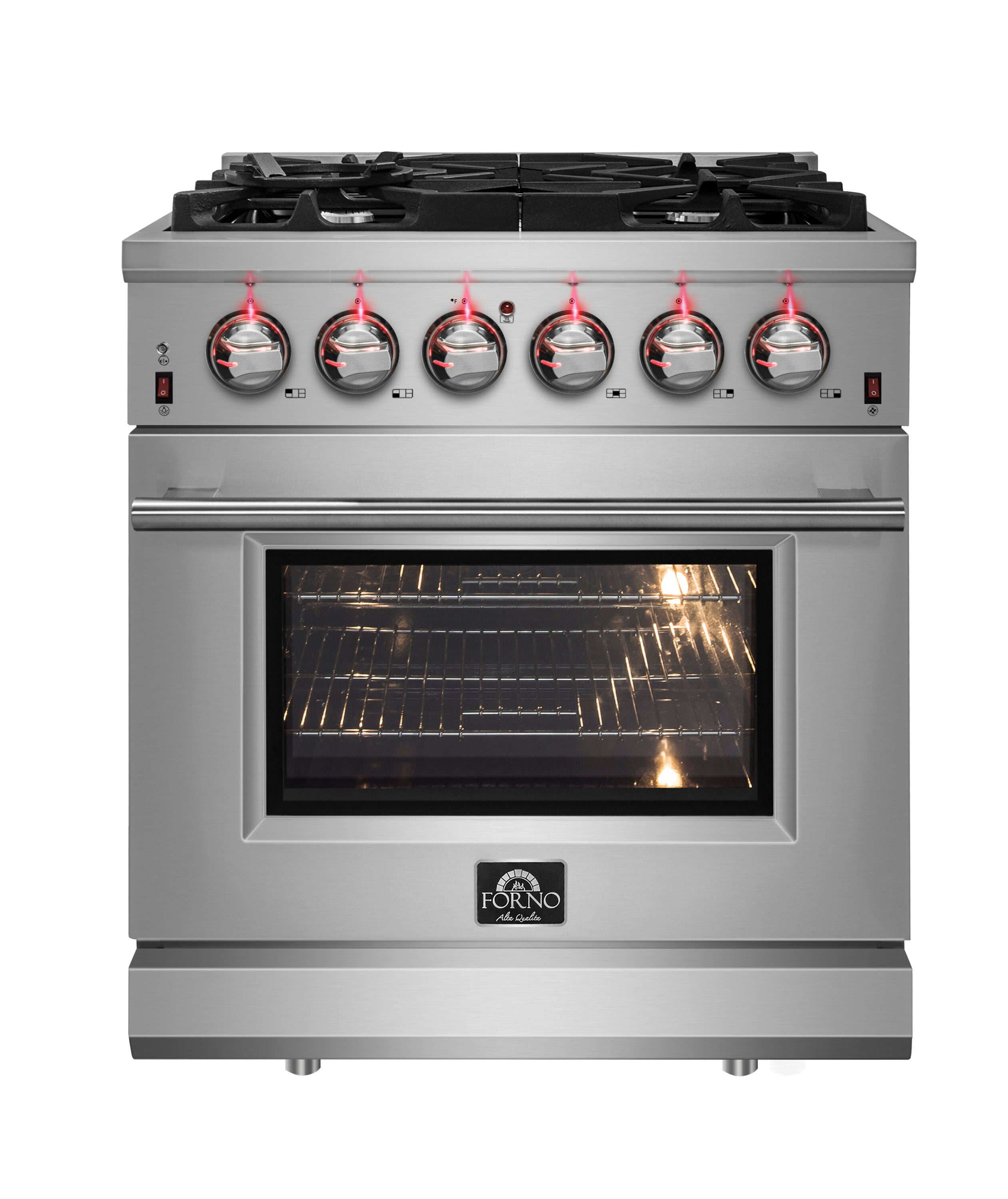 FORNO Massimo Gold 30-in 5 Burners 4.32-cu ft Air Fry Freestanding Natural  Gas Range (Stainless Steel)