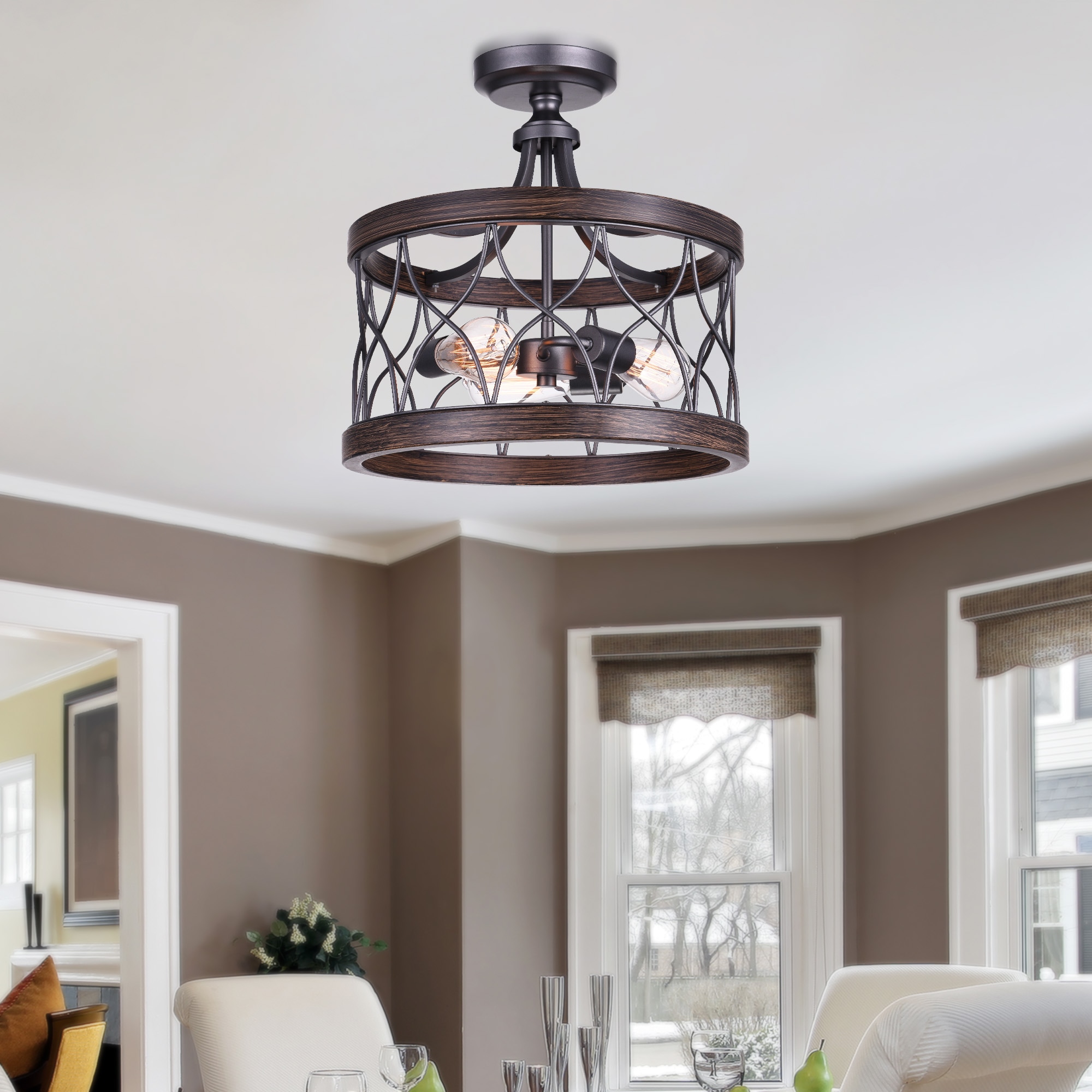 CWI Lighting 9966C16-3-242 Amazon 3.0 -Light 16.0-in Multiple finishes Black Flush Mount Light