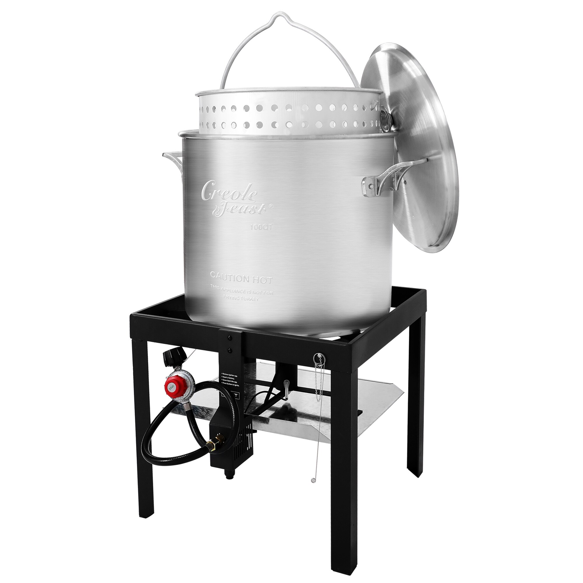 Backyard Pro 50 Qt. Outdoor Seafood Boiler / Steamer Kit with Stainless  Steel Pot - 110,000 BTU