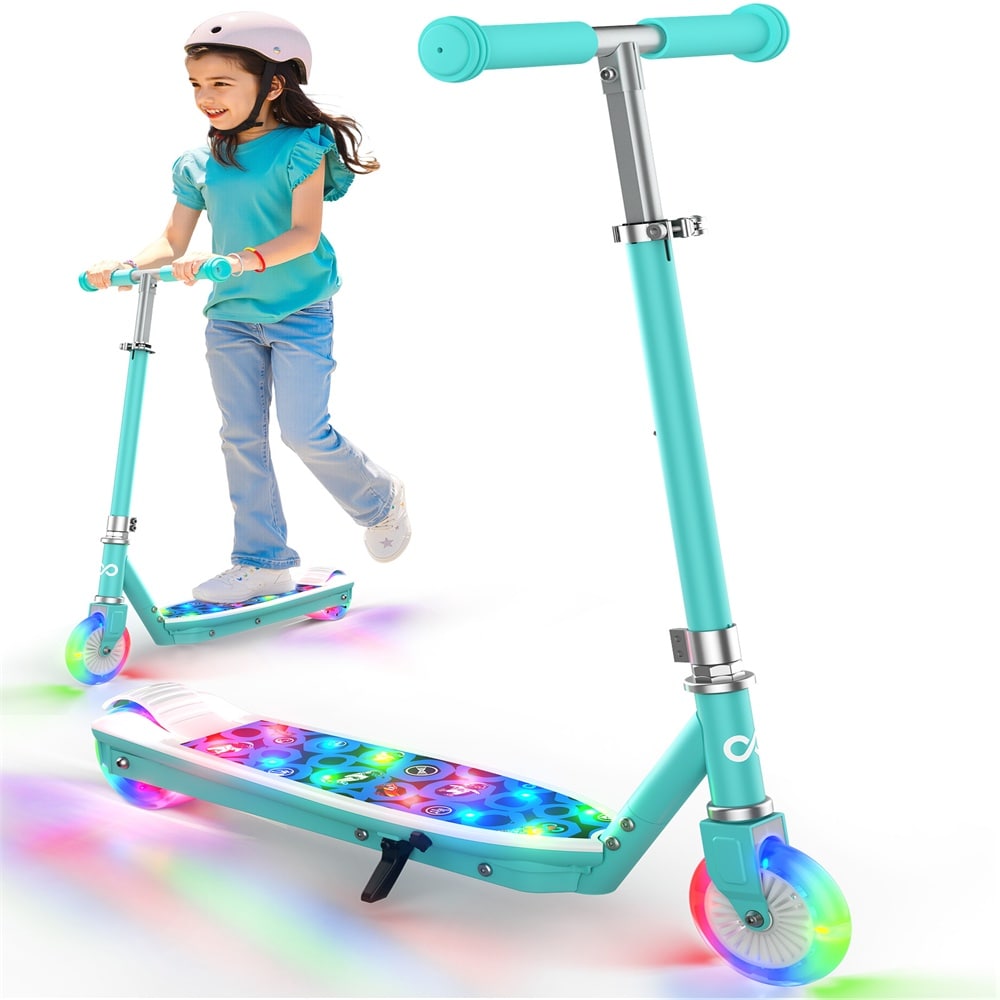MASTGOAL Electric Scooter for Kids with LED Lights Adjustable Handlebar 5MPH Safe Speed 121lbs Max Load Best Gift for Boys Girls