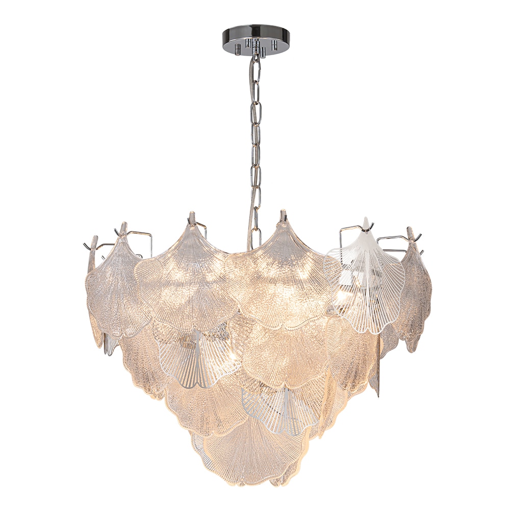 HUOKU PD1055361 Radiance 8 -Light Polished Chrome French country/cottage Shell For Use in Bedrooms, Dining Rooms, Foyers, Kitchens, Living Rooms Chandelier