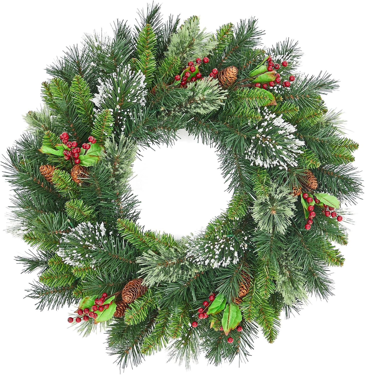 Der Rose 24-Inch Pre-Lit Christmas Wreath for Front Door Lighted ...