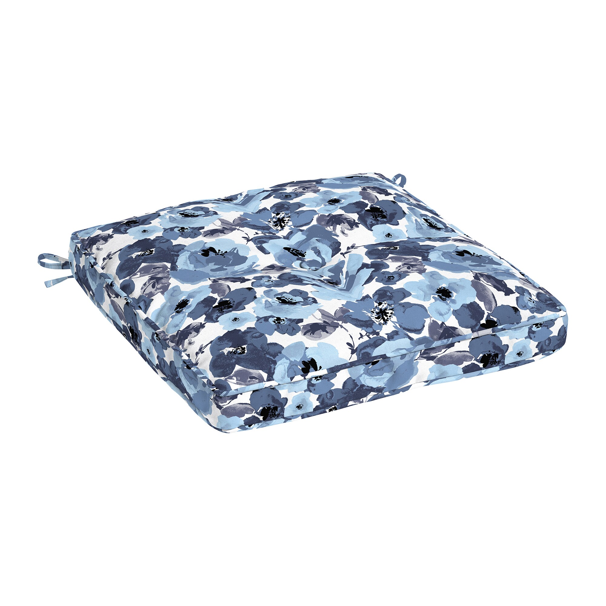 Style Selections 20-in x 21-in Hana Blue Tropical Patio Chair Cushion in  the Patio Furniture Cushions department at