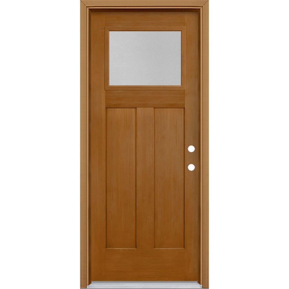 Masonite 628997 32-in x 80-in x 4-9/16-in Fiberglass Craftsman Left-hand inswing Oakcrest Stained Prehung Front Door with Brickmould Insulating core
