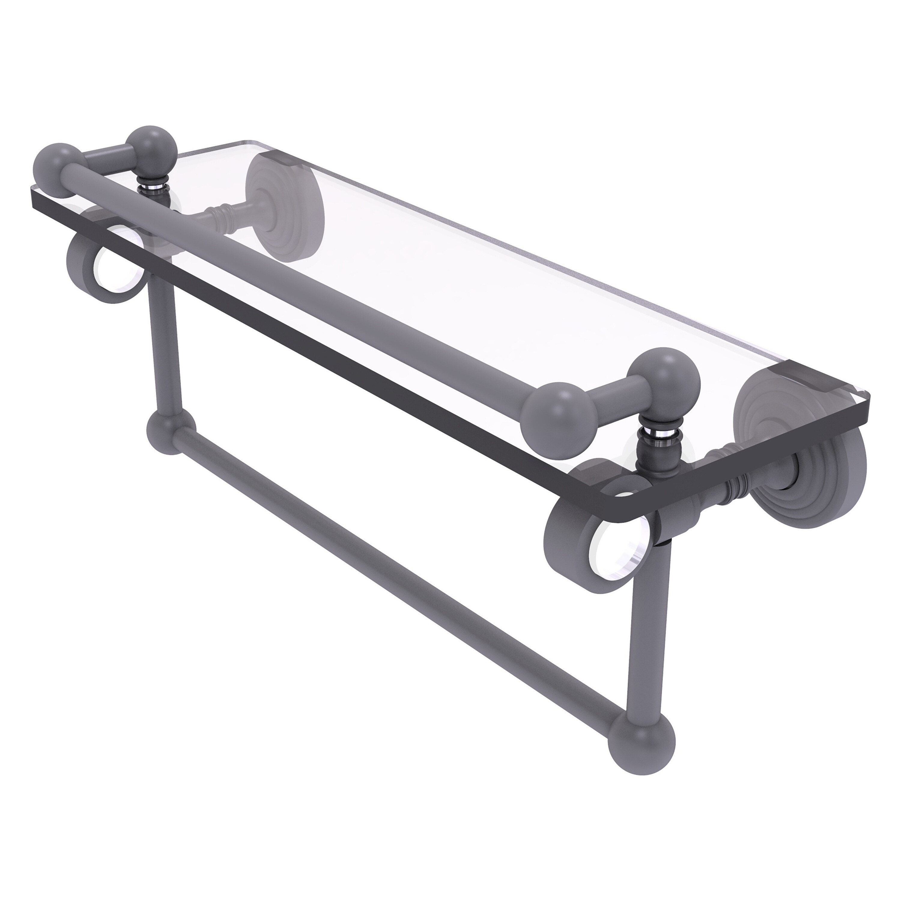 Allied Brass PG-1TB-16-GAL-GYM Pacific Grove Matte Gray Wall mount Bathroom Shelf ( 16-in x 6.8-in x 5-in )