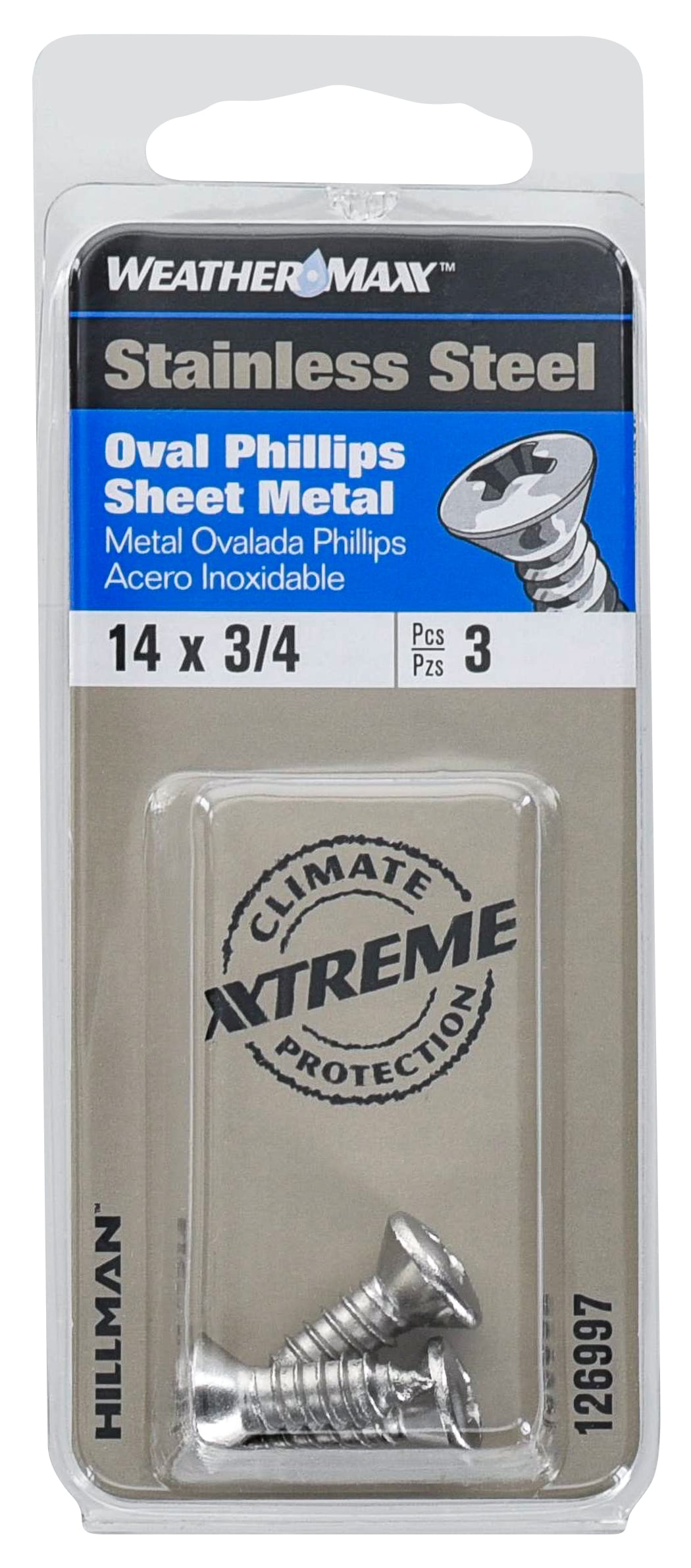Hillman 126997 #14 x 3/4-in Phillips -Drive Standard Sheet Metal Screws 3 -Count