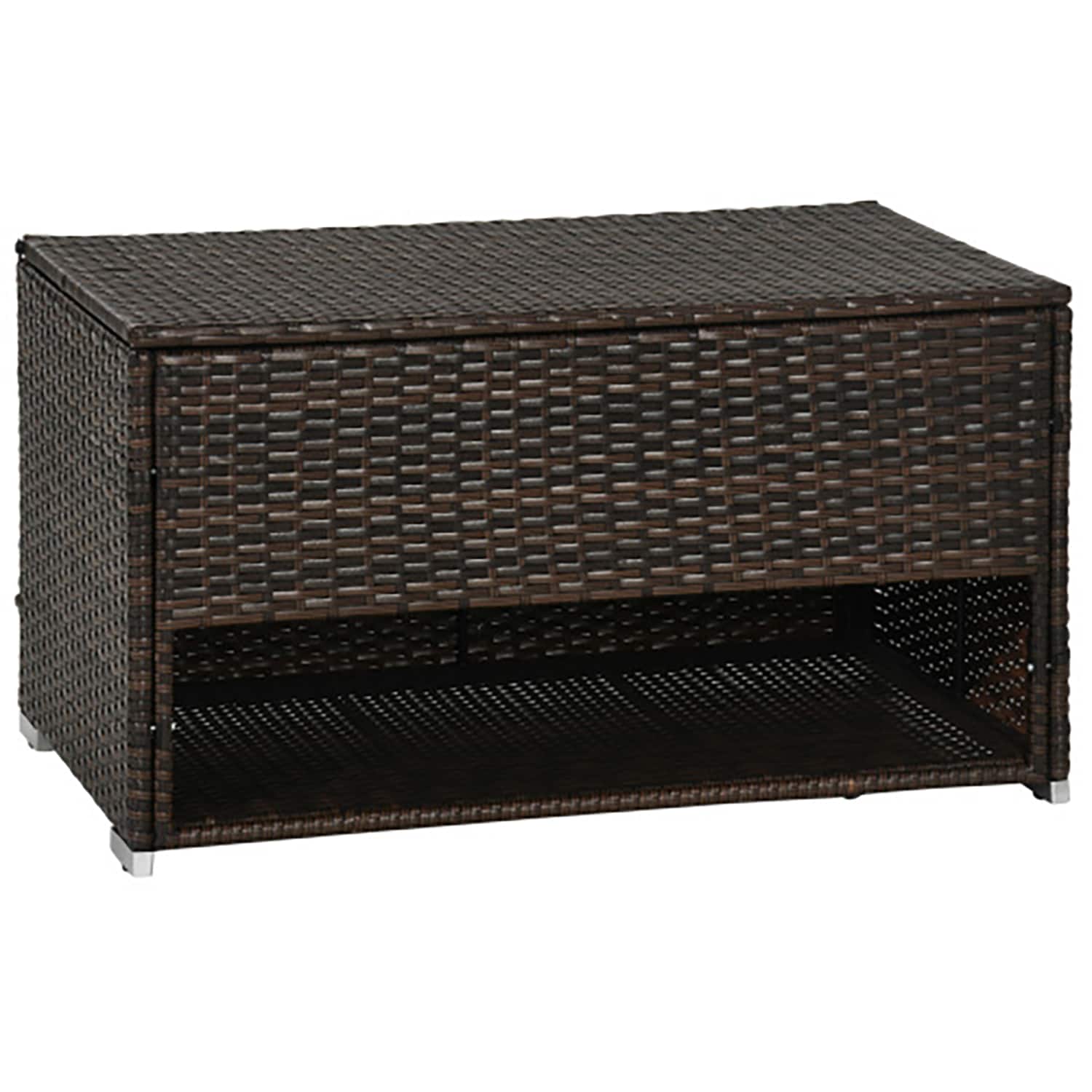 GZMR GM-AB-00517 Outsunny Outdoor Deck Box and Shoe Storage 100-Gallon Brown Metal Deck Box