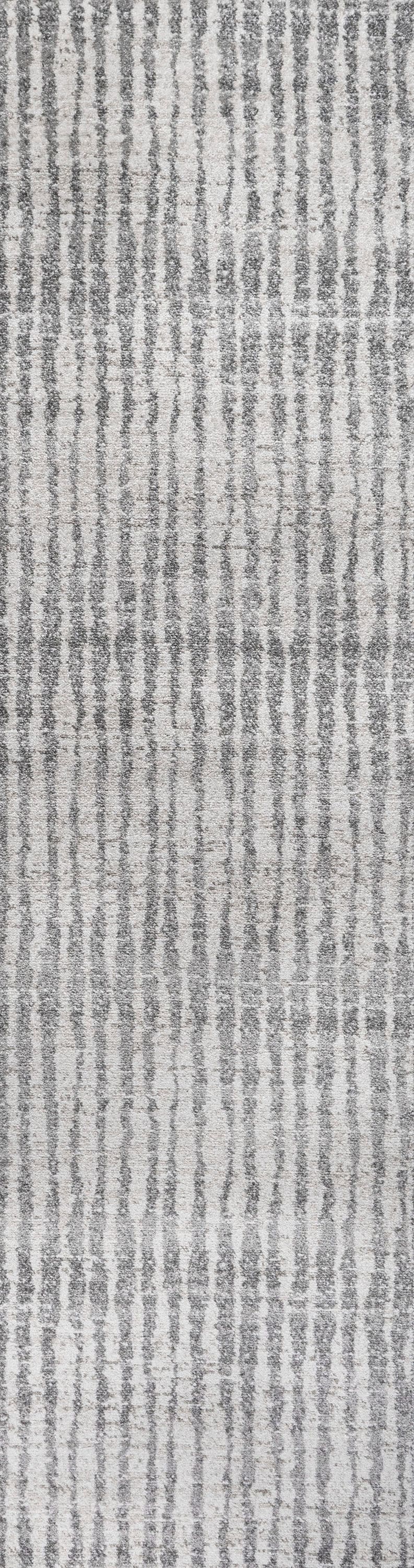 Reversible Gray and Ivory Stripe Synthetic Area Rug