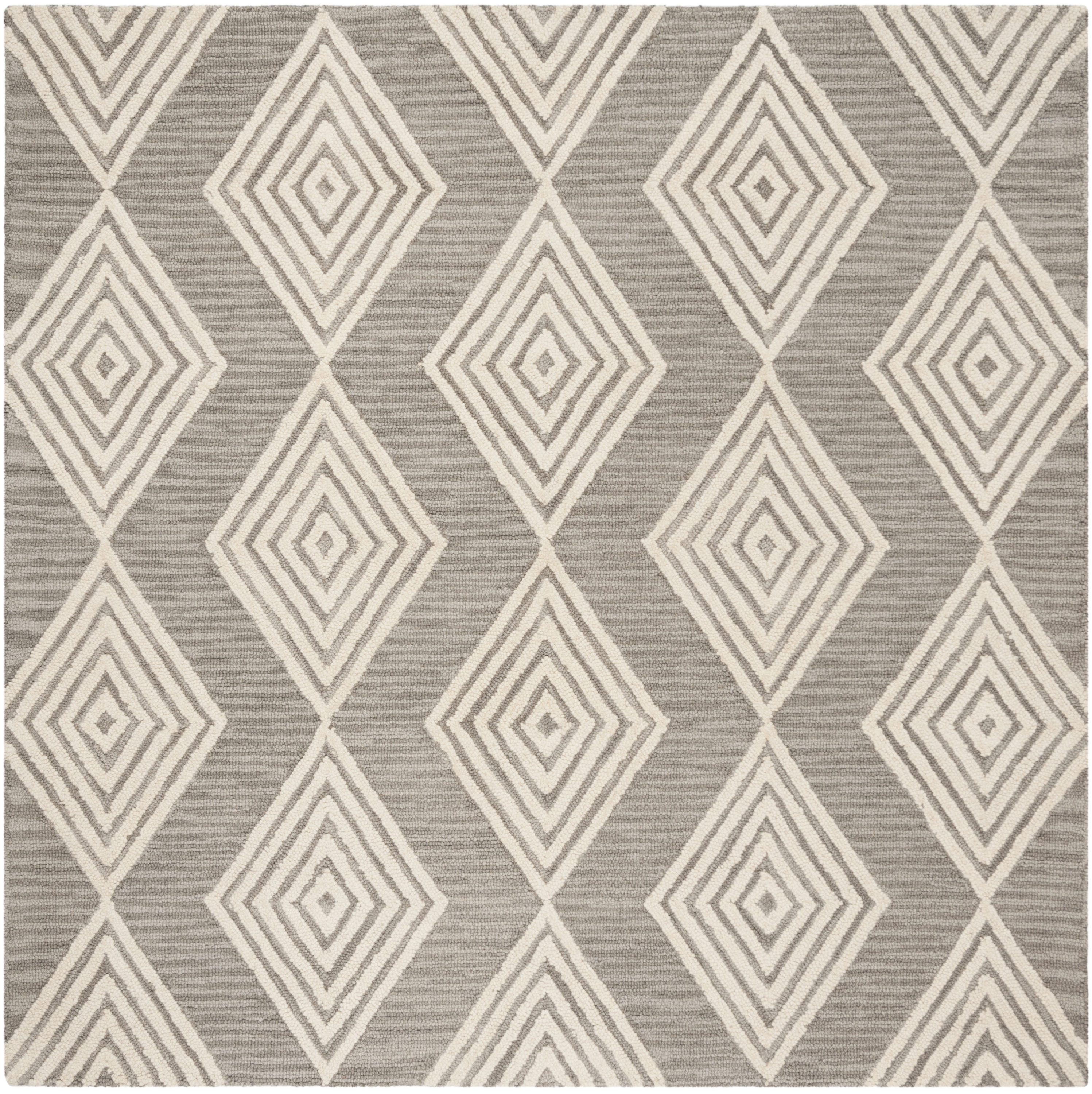 Safavieh BLM111F-6SQ Blossom Madora 6 x 6 (ft) Tufted Wool Dark Gray/Ivory Square Indoor Abstract Bohemian/Eclectic Area rug