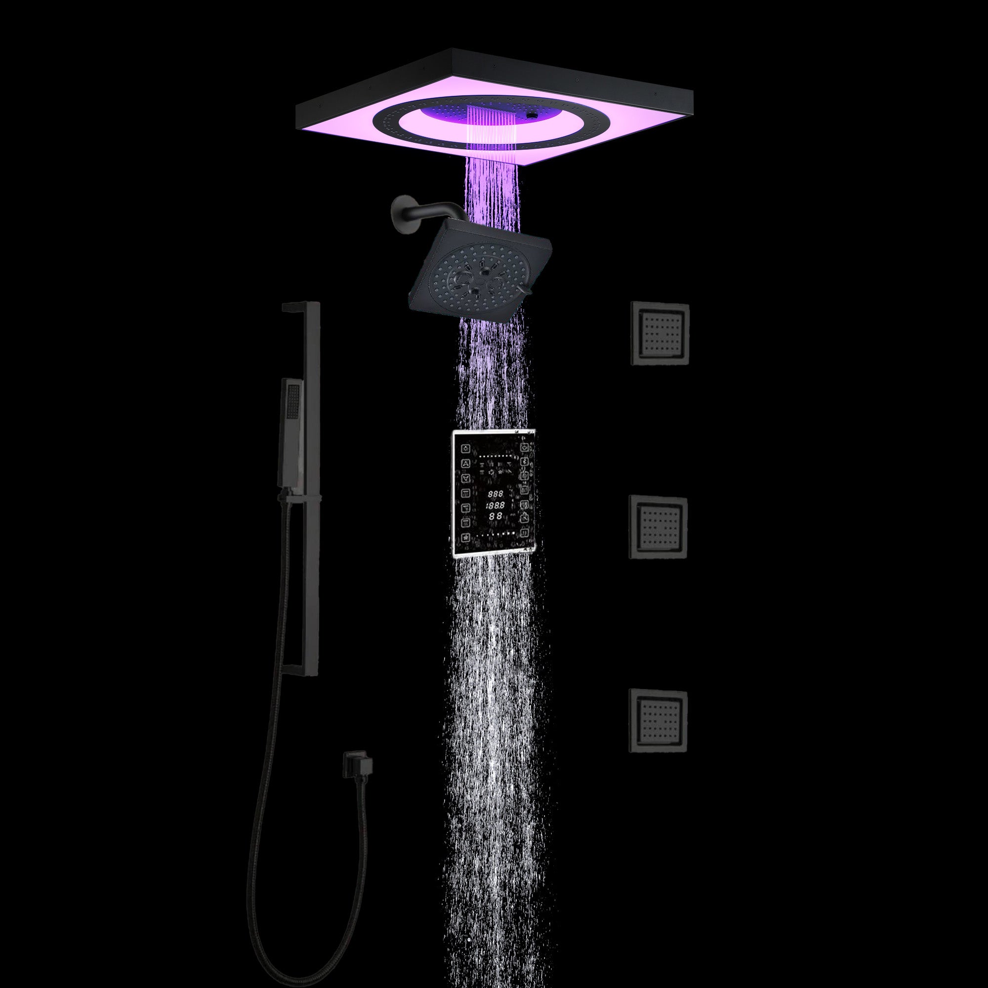 Wonderland America Matte Black 24 Inch Flush LED Mount Rainfall ...