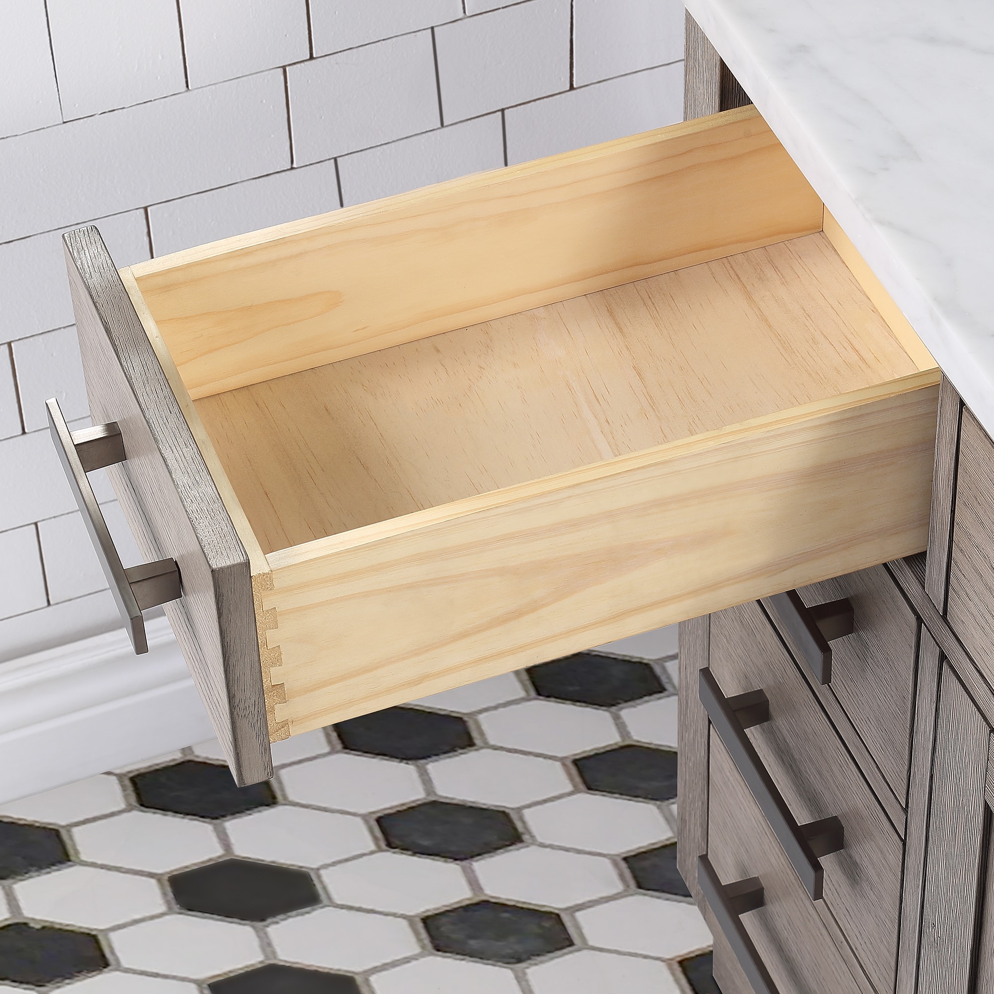 Chestnut 48" Brown Pine Vanity with White Ceramic Sink