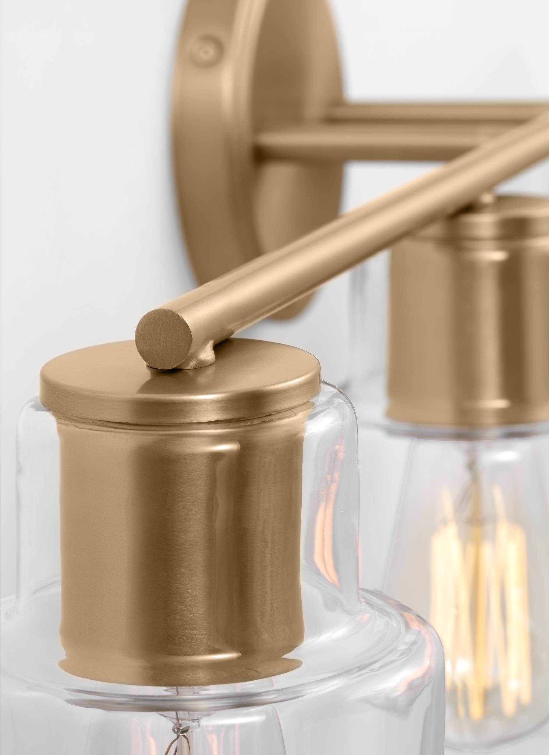 Satin Brass and Clear Glass 4-Light Vanity Fixture