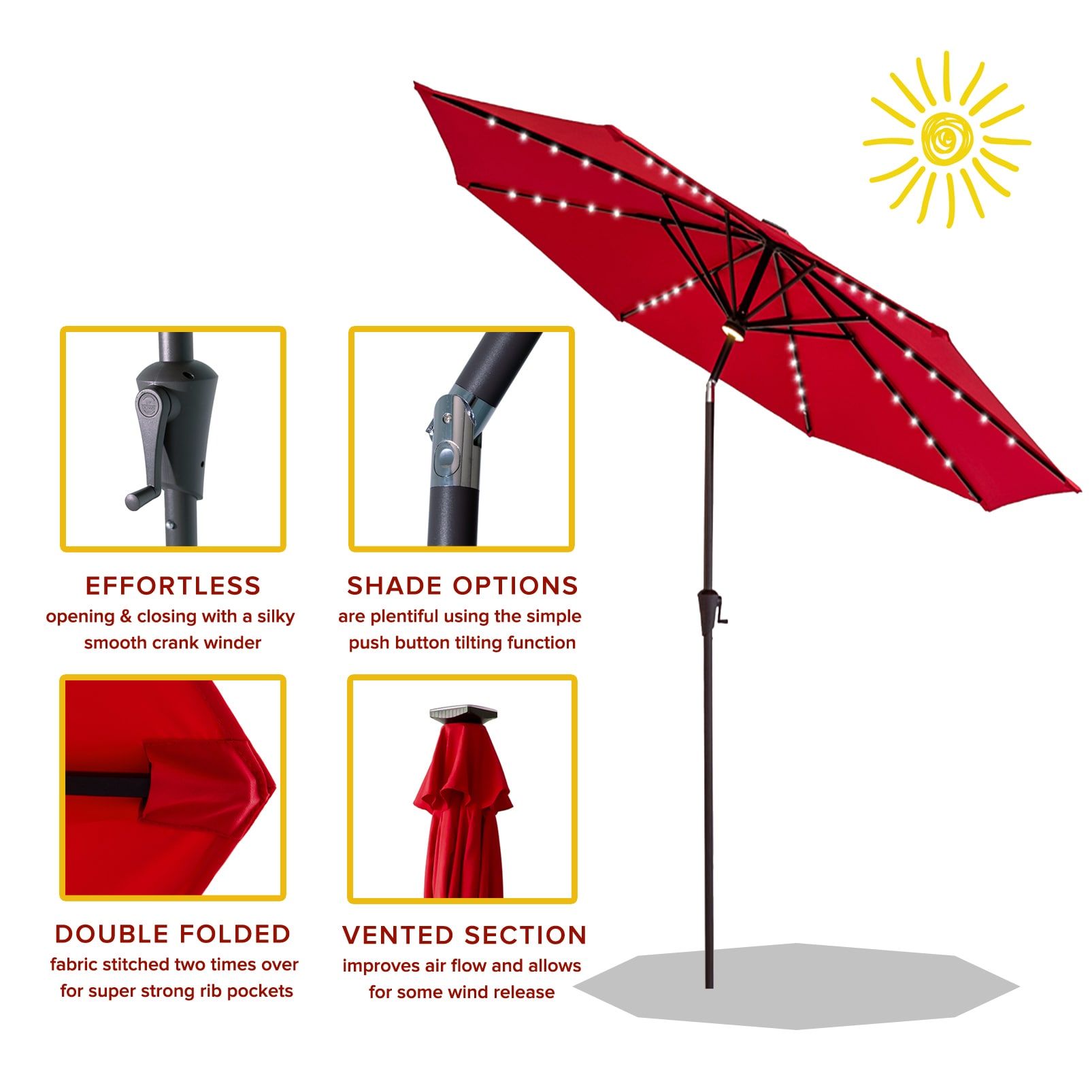 FLAME&SHADE CFSLED11RED2 Umbrellas-2 - View #2