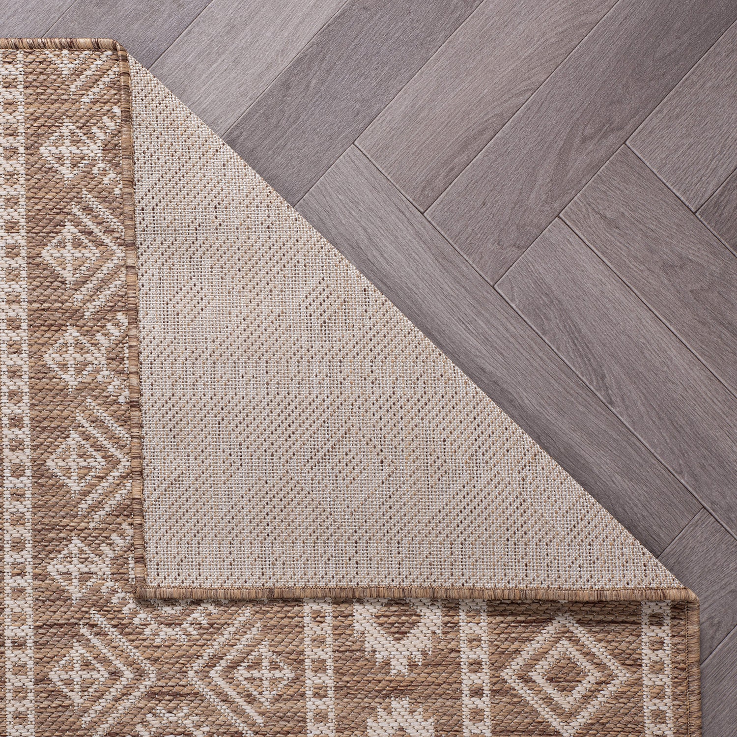 Brown and Beige Geometric Flat Woven Synthetic Area Rug 5' x 7'