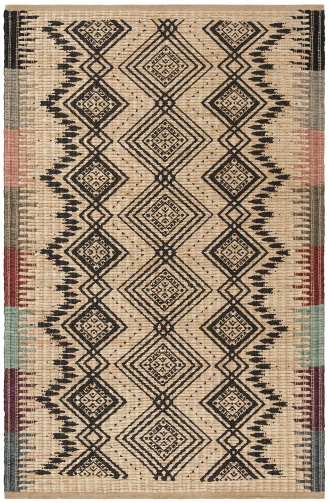 Boho-Chic Natural Black Cotton 6' x 9' Handwoven Area Rug