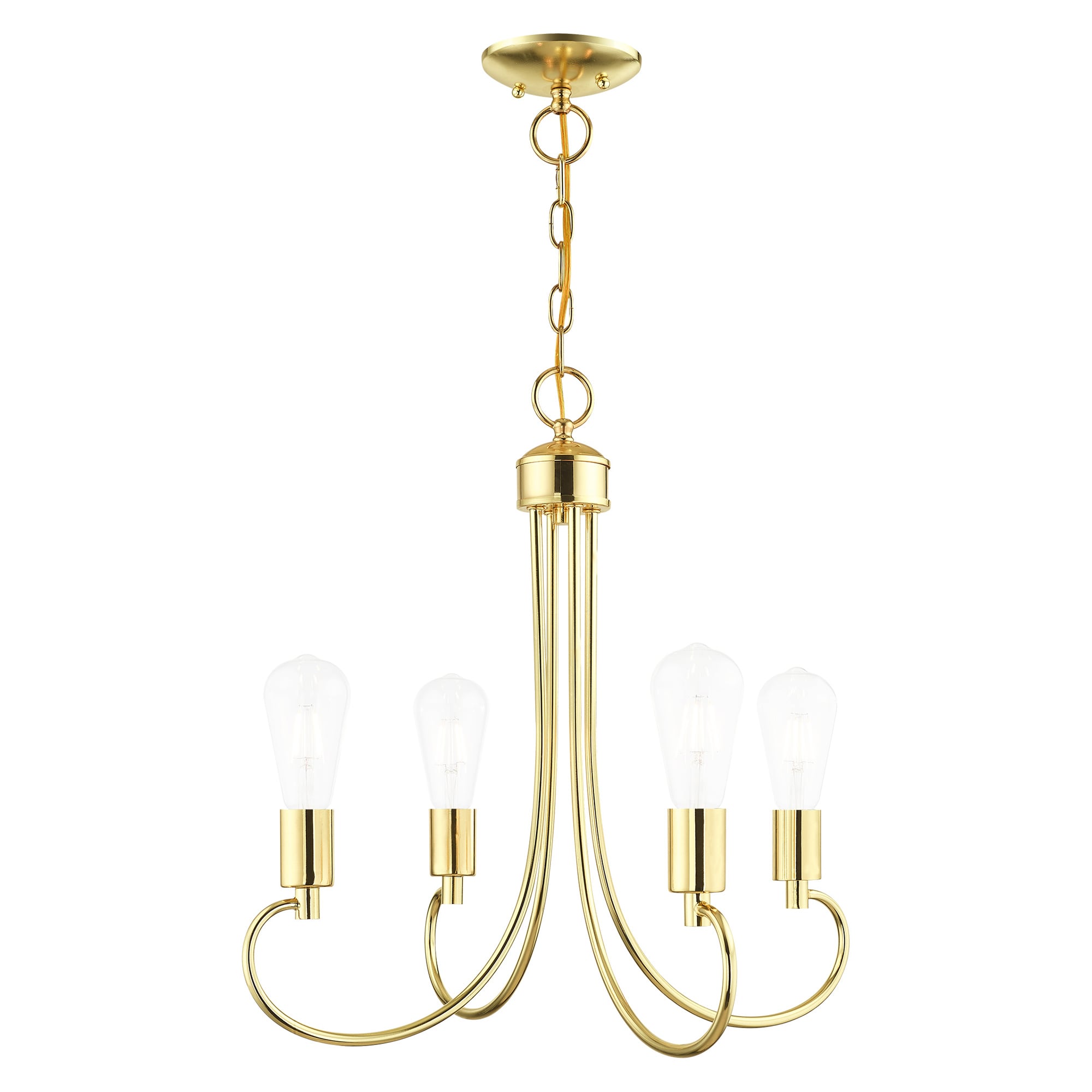 Livex Lighting 42924-02 Bari 4 -Light Polished Brass Transitional For Use in Bathrooms, Bedrooms, Dining Rooms, Foyers, Kitchens, Living Rooms Chandelier