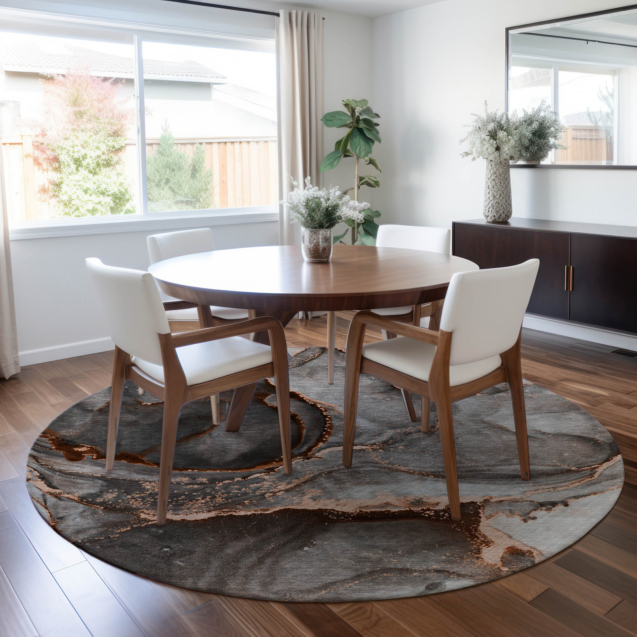 Addison Rugs ACN525PH8RO Chantille ACN525PH 8 x 8 (ft) Polyester Peach Round Indoor/Outdoor Abstract Machine washable Area rug