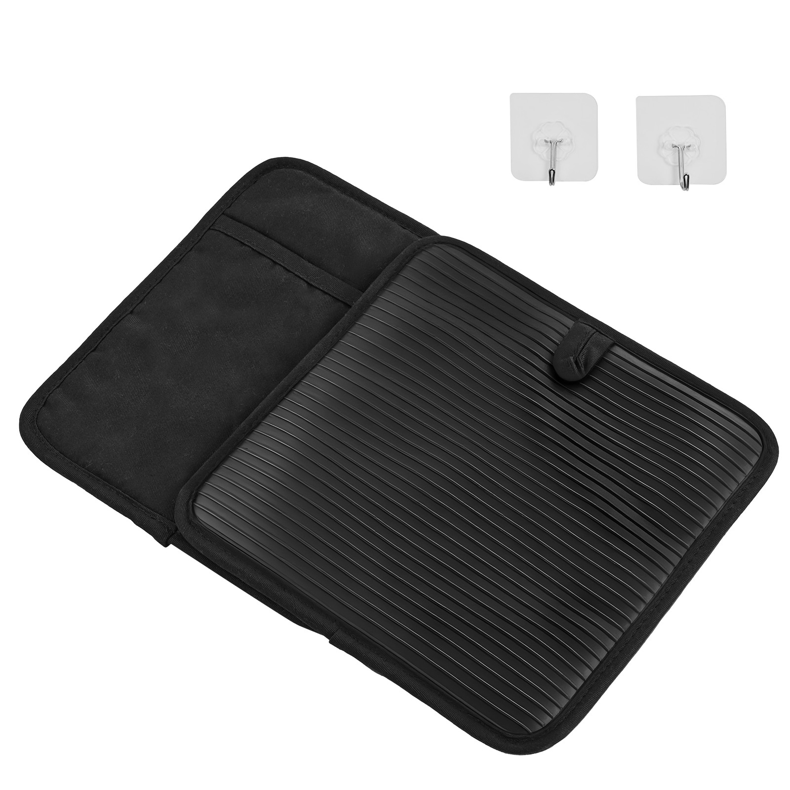 Tinyhomie Pot Holders Heat Resistant to 500 F with Ribbed Soft Anti-Slip Silicone Strips 100 Cotton 9.06 x 8.98 inch Hot Pads with 2 No-Marks Hooks Washable Pot Trivets for Kitchen and Barbeque 2 Pack