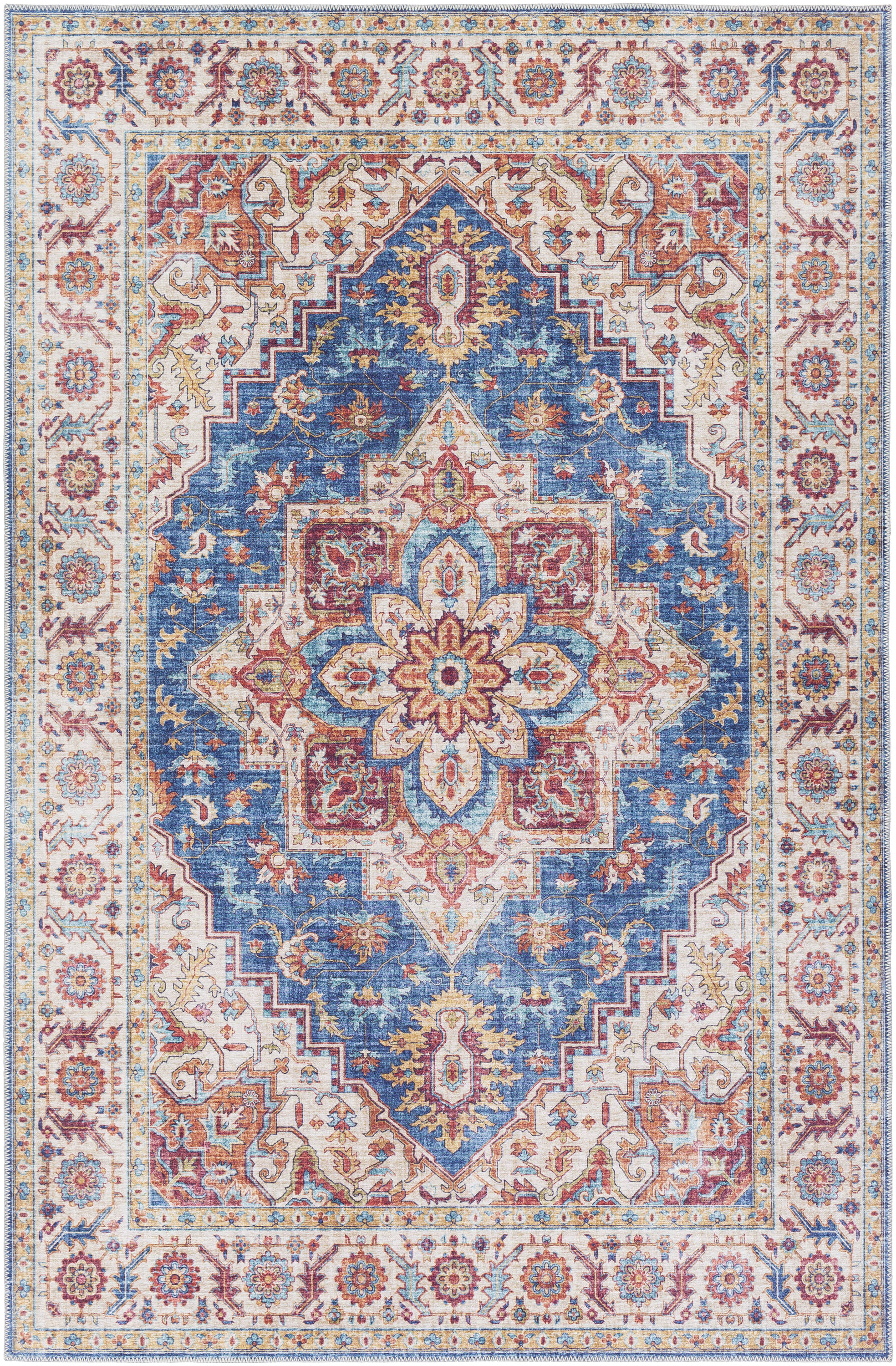 Surya IRS2300-7696 Iris 8 x 10 (ft) Synthetic Navy Rectangular Indoor Medallion Oriental Area rug