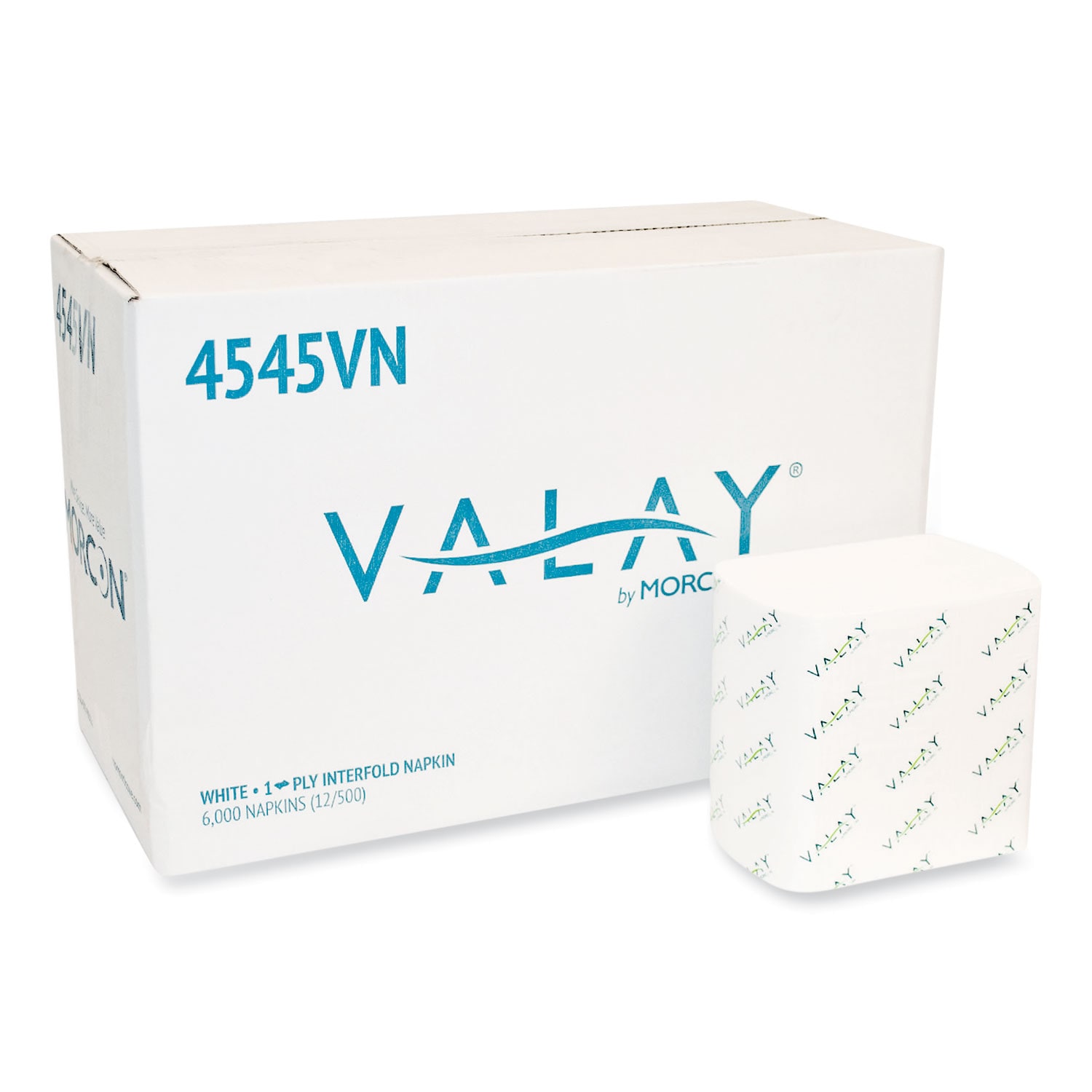 Morcon Valay Interfolded Napkins 1-Ply White 6.5 x 8.25 6000/Carton