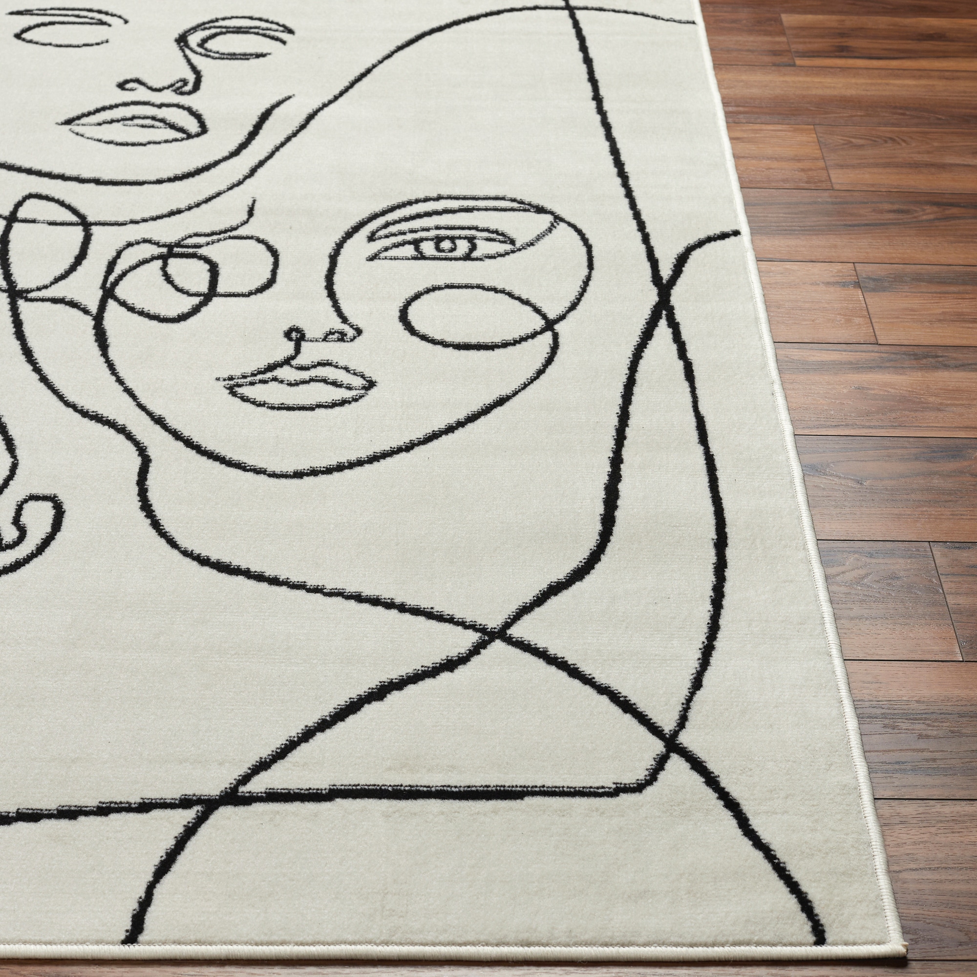 Modern Washable Gray Synthetic Area Rug 108"x79"