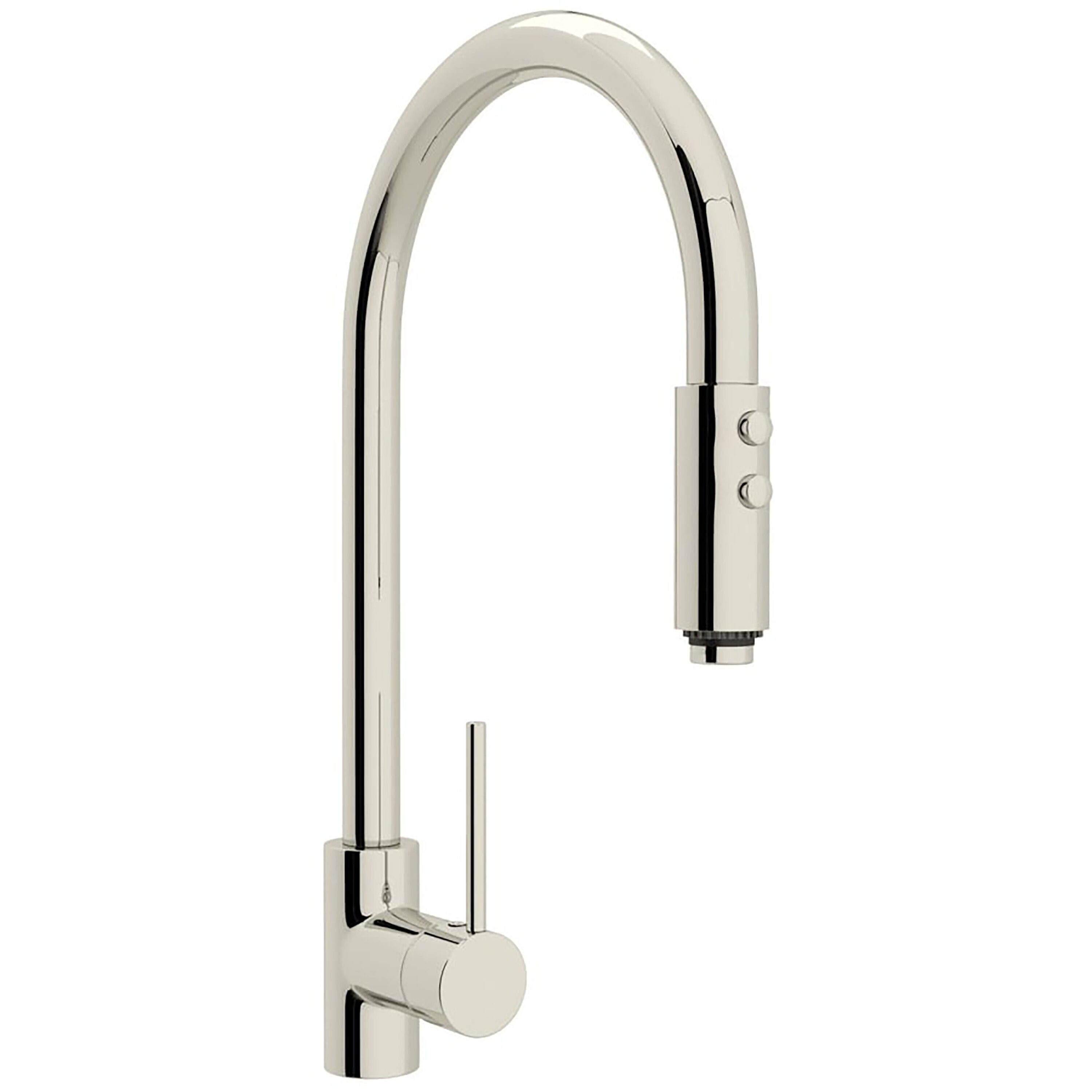 Rohl LS57L-PN-2 Polished Nickel Single Handle Deck-mount Kitchen Faucet with Sprayer