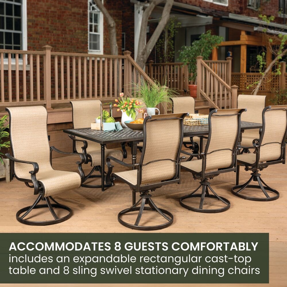 Brigantine 9-Piece Beige and Black Aluminum Outdoor Dining Set