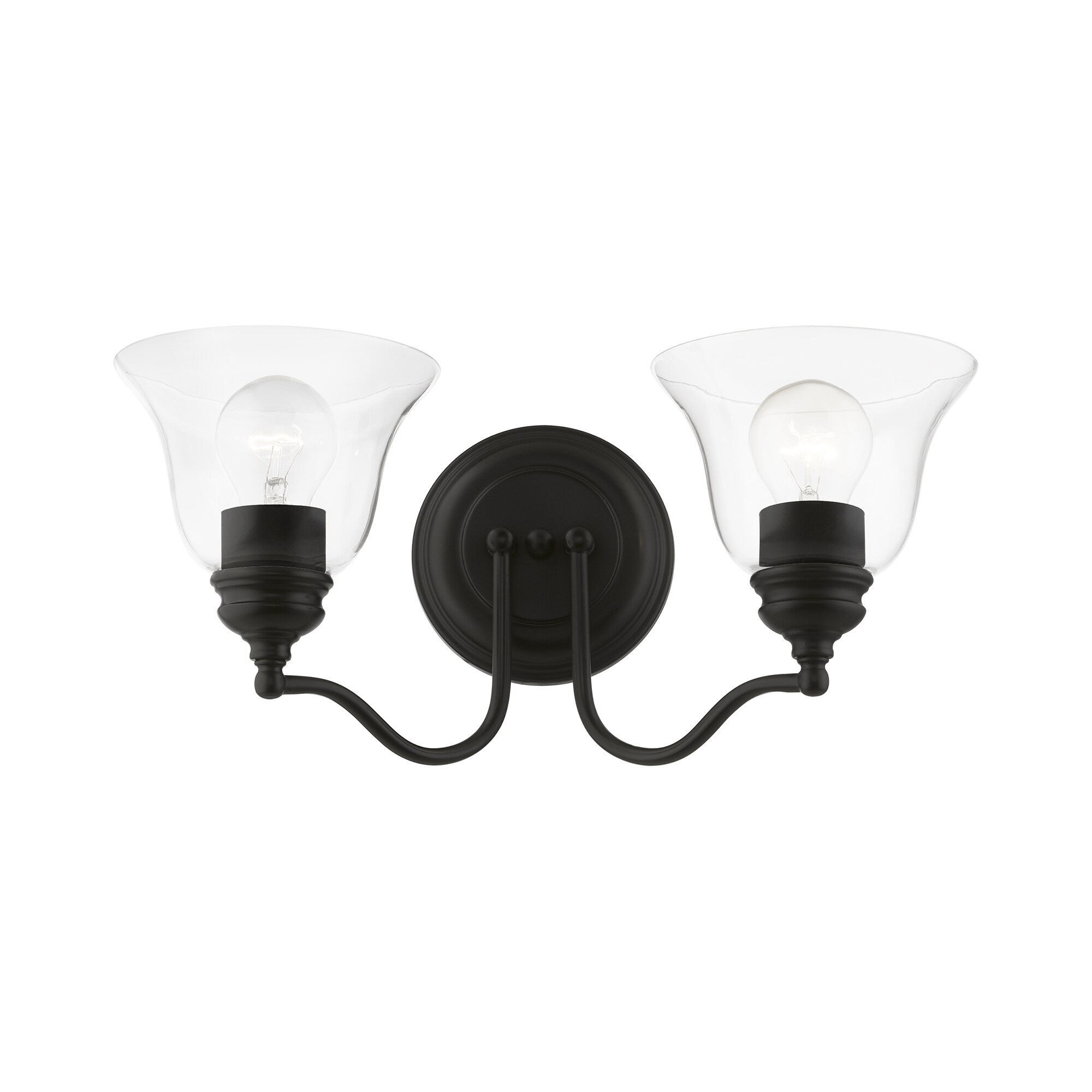 Black Hand Blown Glass 2-Light Vanity Sconce