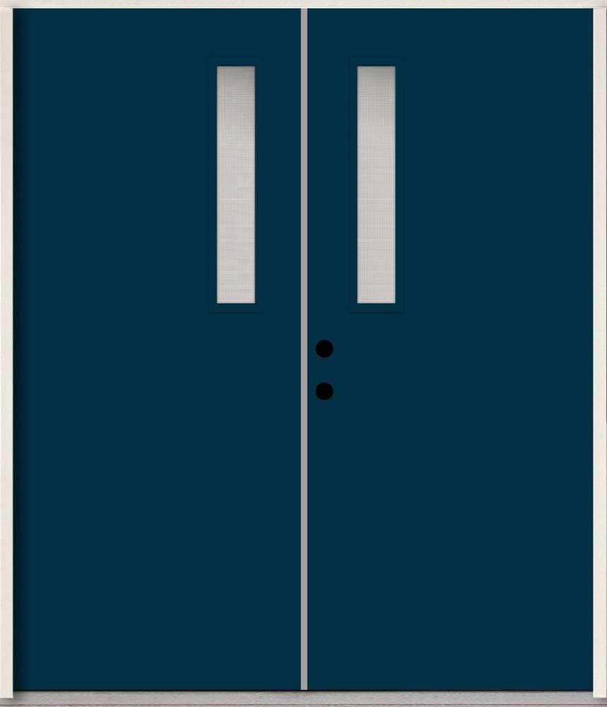 RELIABILT LO1063765 Spotlights 72-in x 80-in x Fiberglass 1/4 lite Right-hand inswing Eclipse Paint Painted Prehung Double Front Door Insulating core