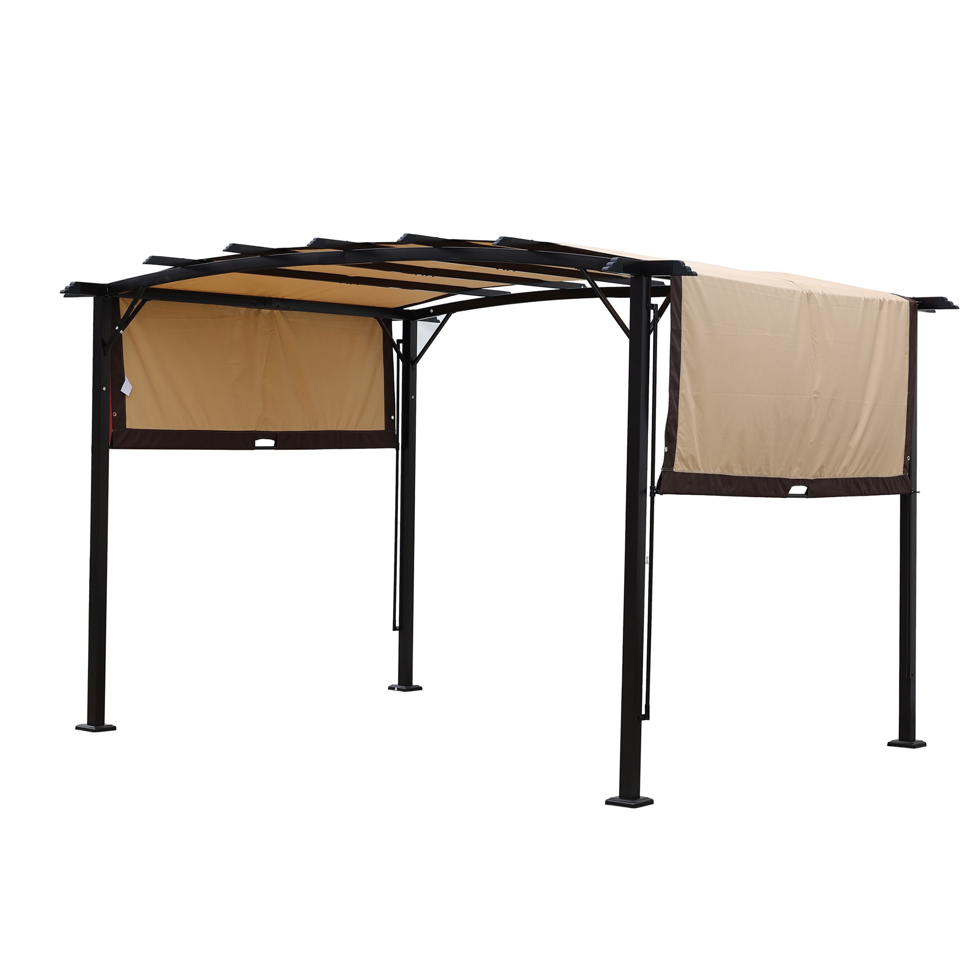 Maocao Hoom JLH2HDAW 11-ft 7-in W x 8-ft 10-in L x 7-ft 6-in H Beige+Brown Metal Freestanding Pergola with Canopy
