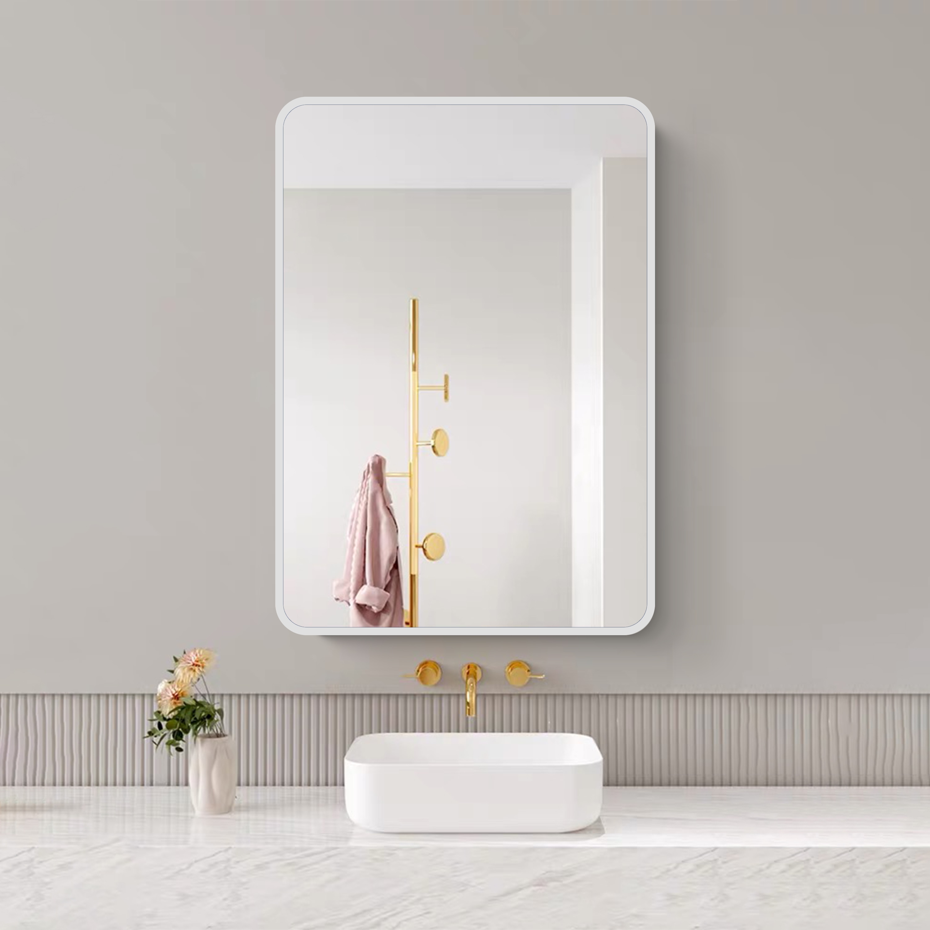 Forclover ASM-JG2432 24-Inches x 32-Inches Surface/Recessed Mount White Mirrored Rectangle Soft Close Medicine Cabinet