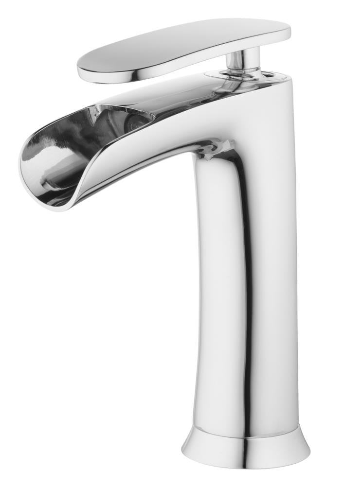 TOSCA TBD2-CH-T Chrome 4-in centerset 1-handle WaterSense Waterfall Commercial/Residential Touchless Bathroom Sink Faucet with Drain with Deck Plate