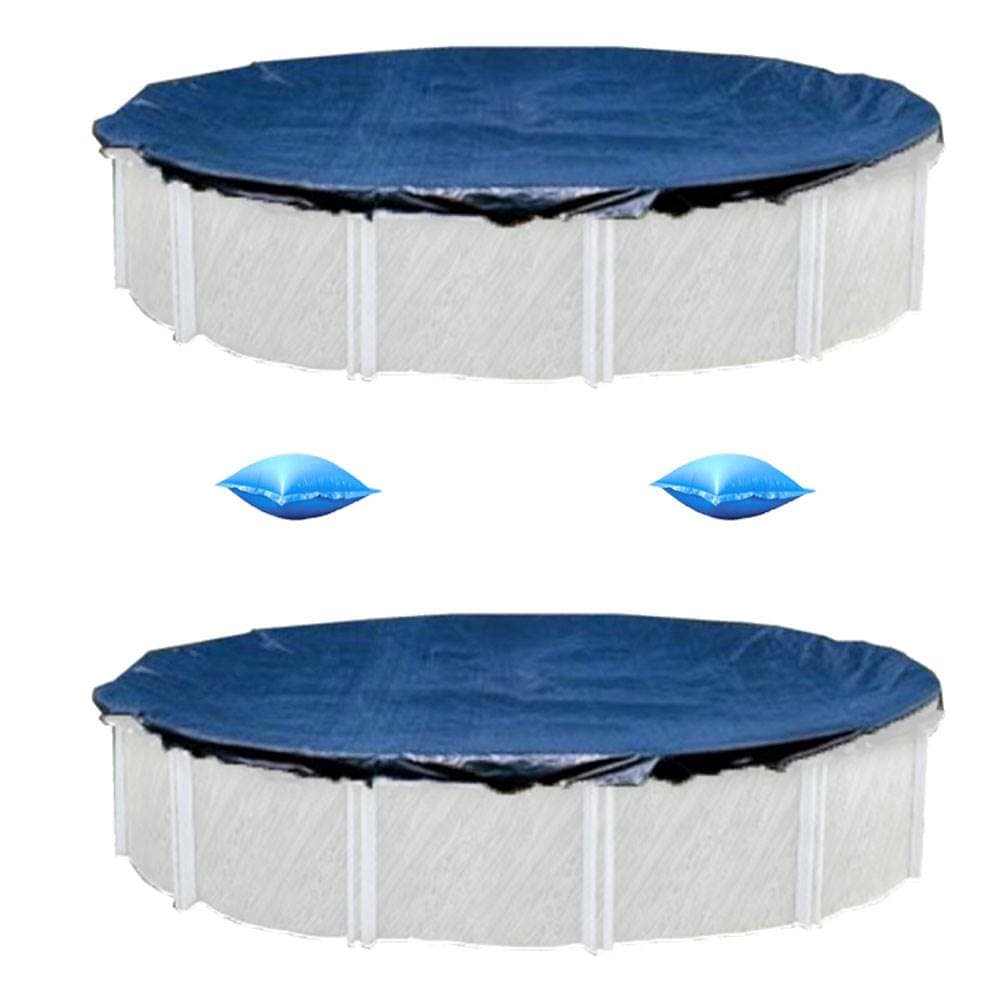 24 Ft Above Ground Pool Winter Cover (2 Pack) and Air Pillows (2 Pack)